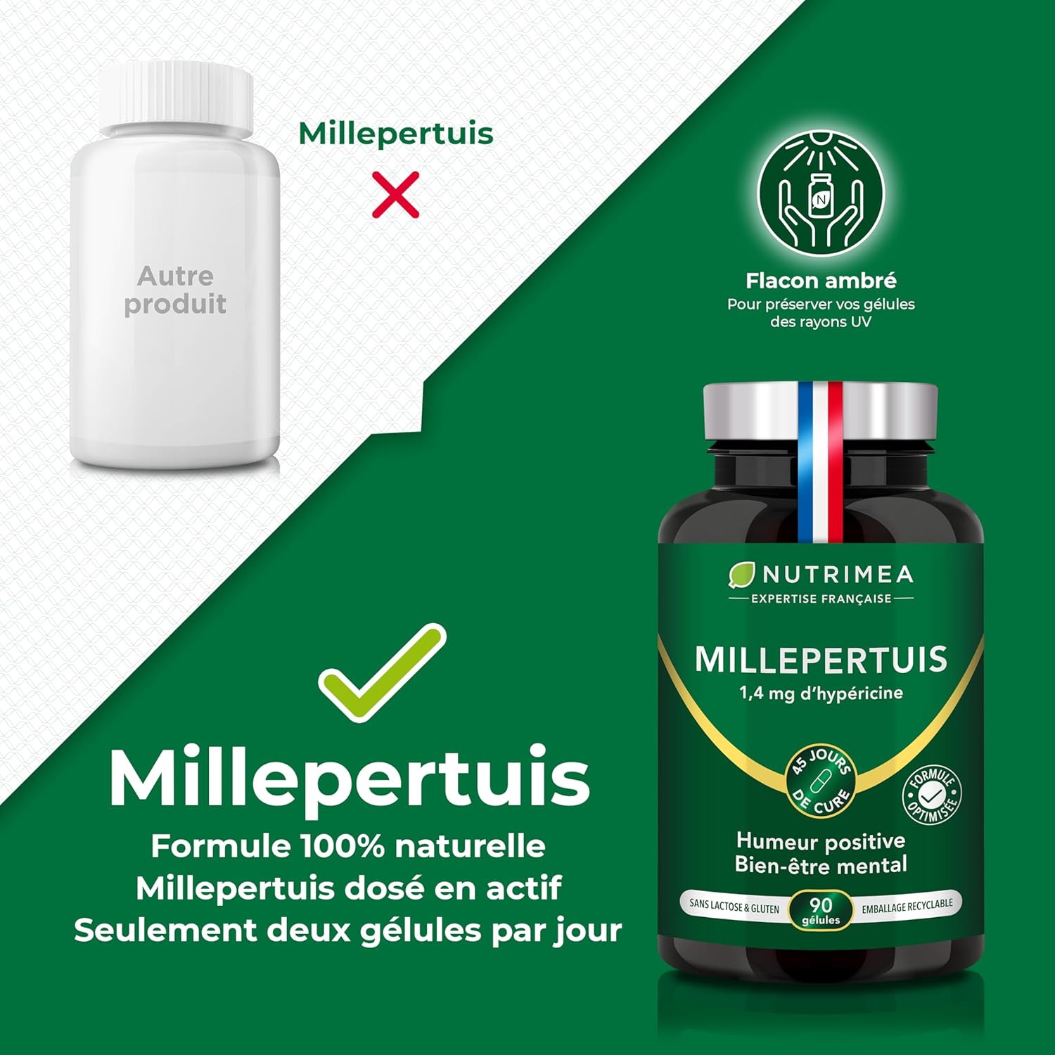 Thumbnail 2 de Nutrimea Millepertuis titré 10:1 (4660 mg) – 90 gélules vegan pour déprime saisonnière, stress et sommeil