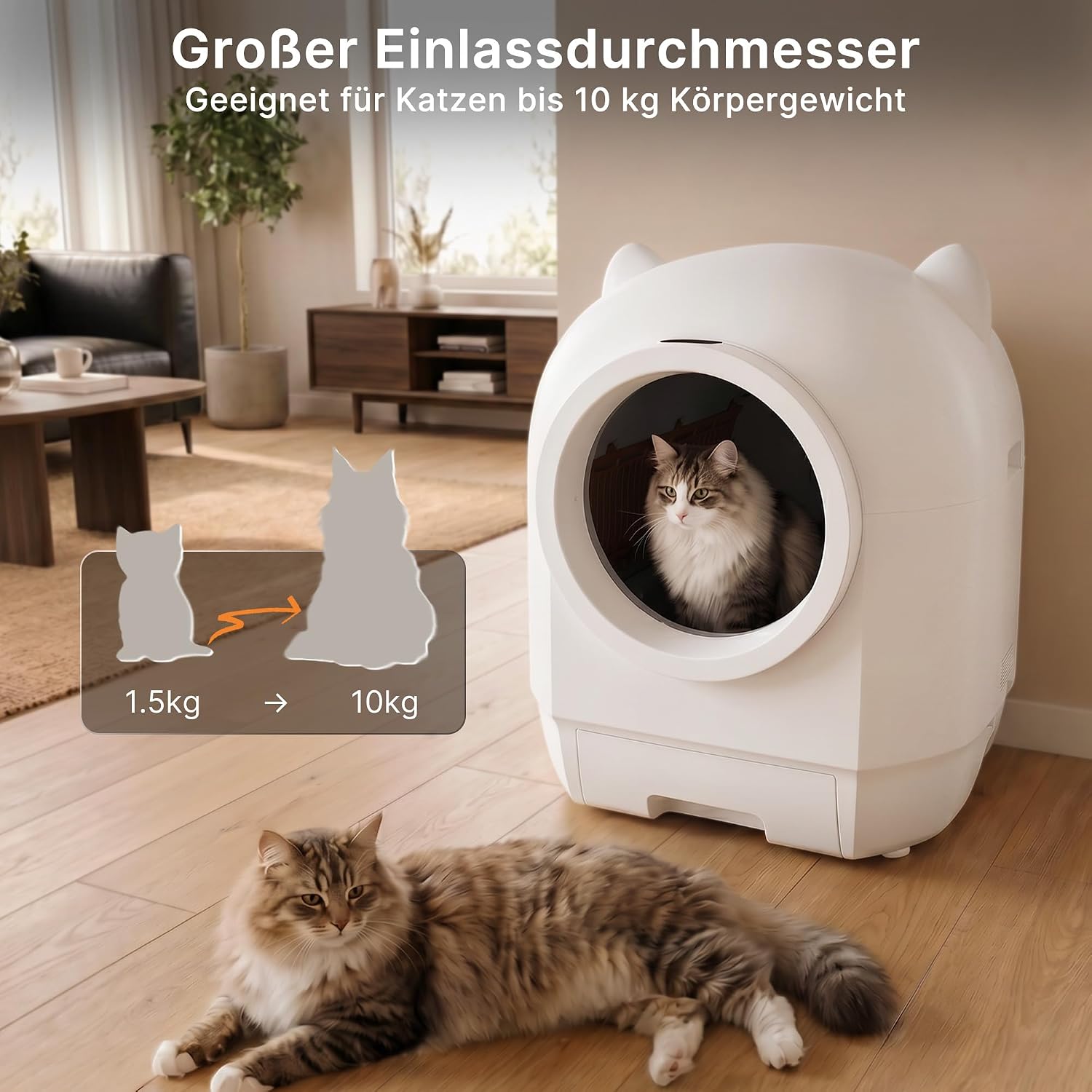 Detalle 2 de JUMMICO Elektrisches, selbstreinigendes Katzenklo XXL mit 90L Fassungsvermögen