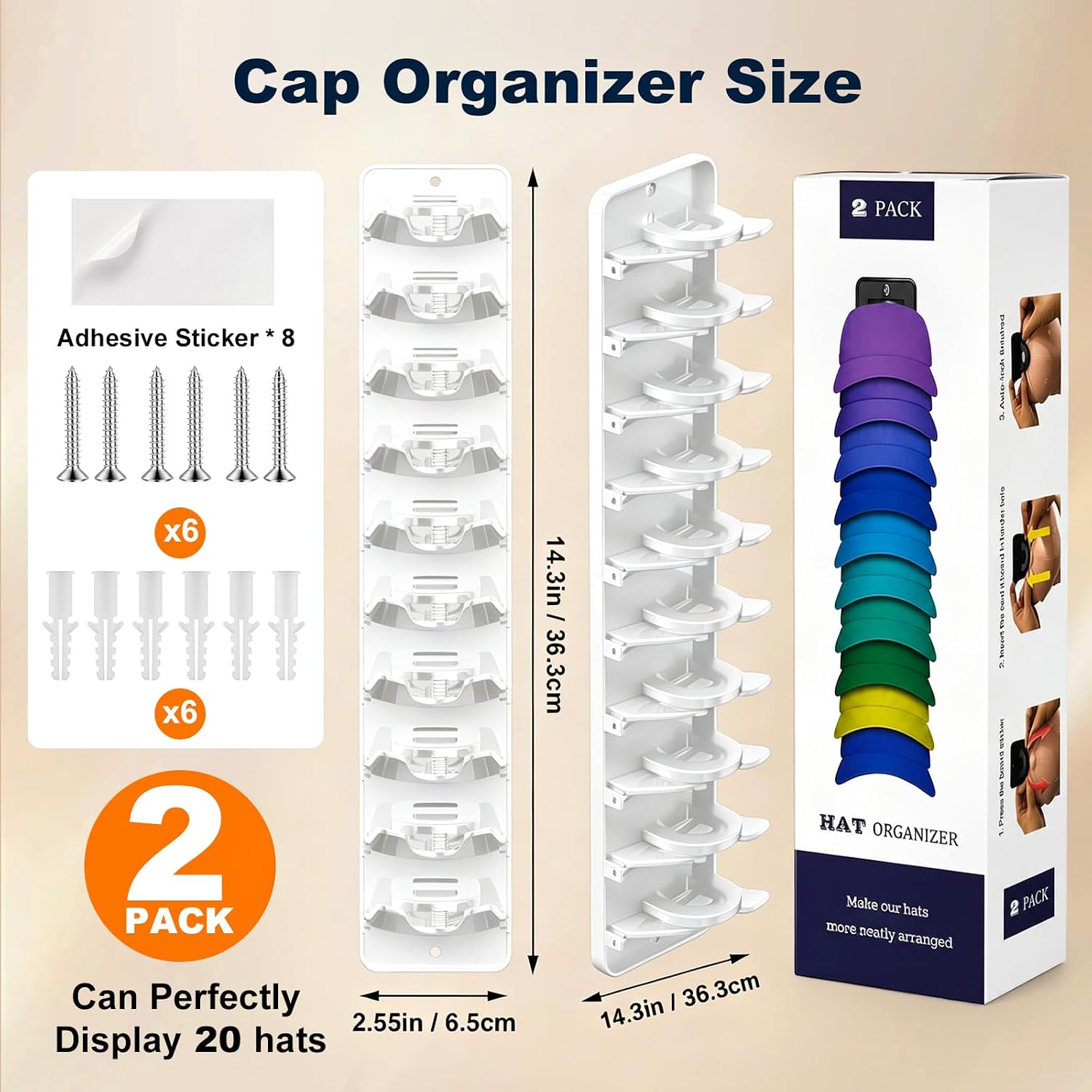Thumbnail 1 de Wall-mounted hat rack, 20-cap capacity