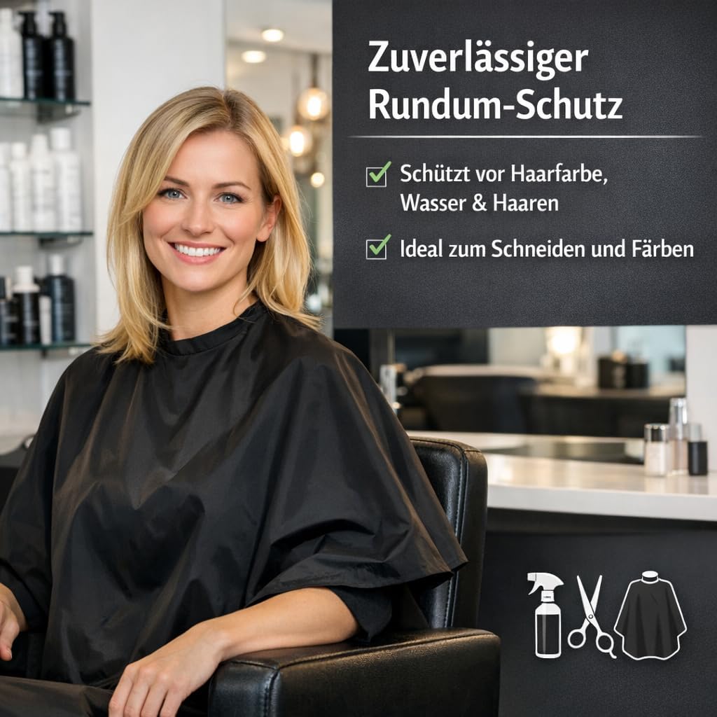 Thumbnail 1 de IC-collection Friseurumhang Barber Cape (126 x 146 cm) – wasserabweisend & atmungsaktiv, schwarz
