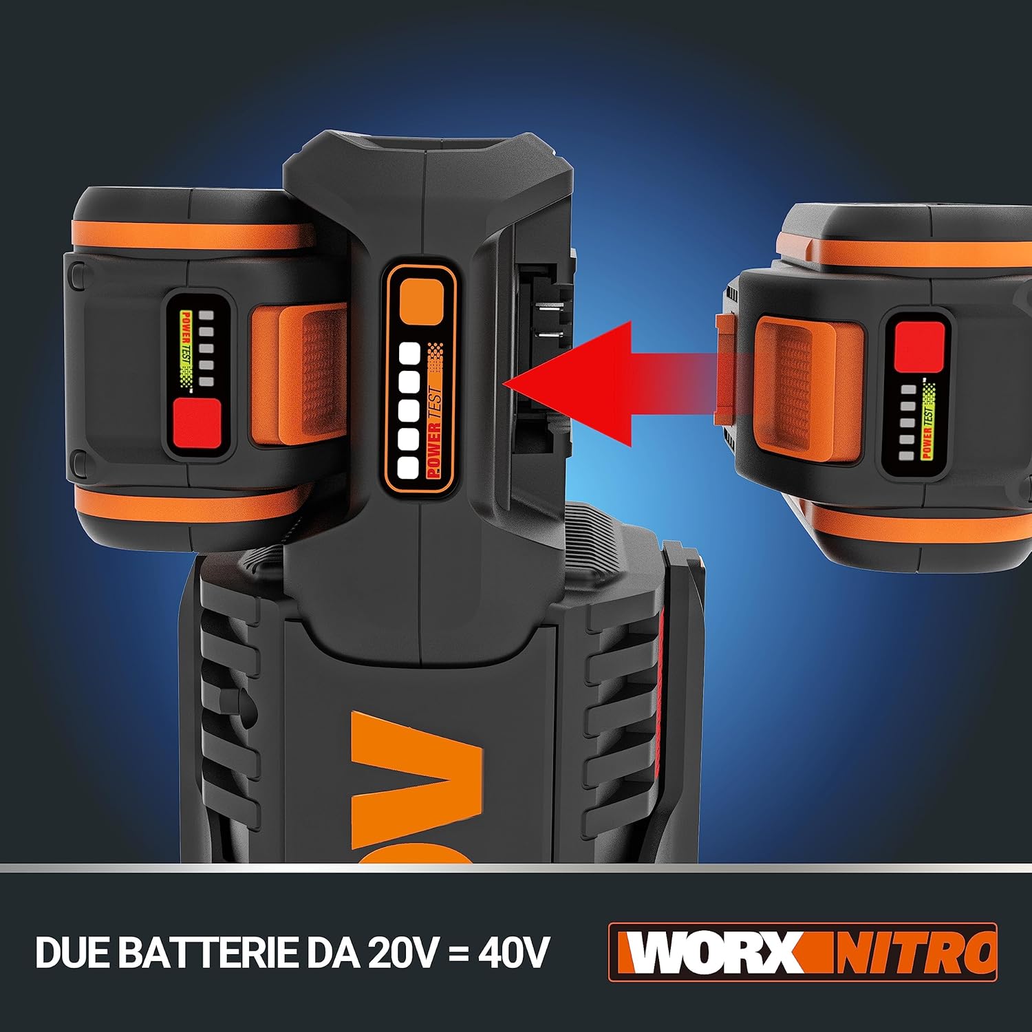Detalle de WORX Nitro WG186E.92: decespugliatore a batteria 40 V con lama 38 cm e sistema PowerShare