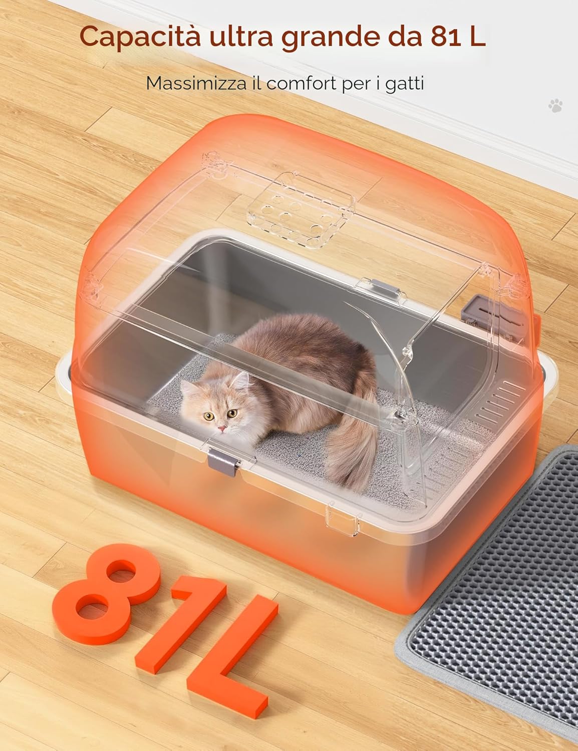 Detalle 2 de Meowant Lettiera in acciaio inox 81L per gatti