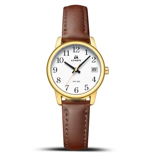 Detalle de LN LENQIN Montre Femme Quartz Étanche - Bracelet Cuir 30 mm