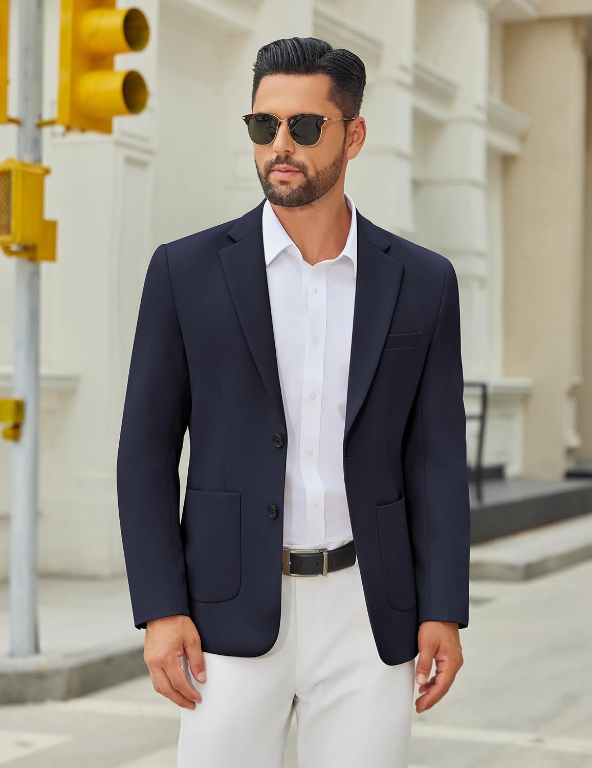 Detalle de COOFANDY Men's Casual Knit Blazer Jacket Slim Fit Two-Button Sport Coat
