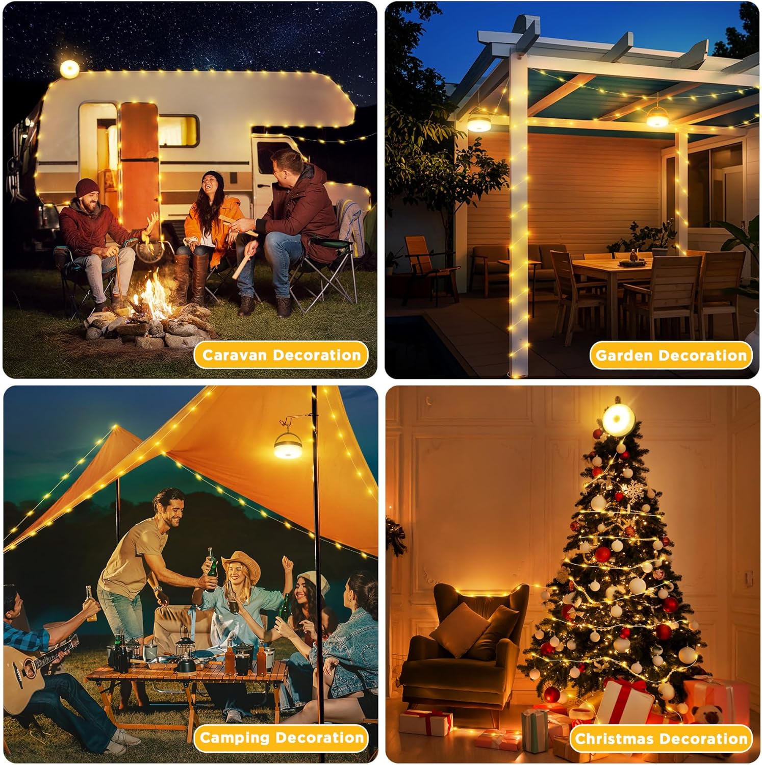 Detalle de Famgoods Solar Camping Lights: 32.8ft Retractable String Lights for Tents and Outdoors