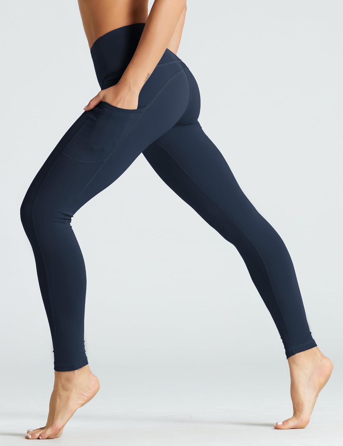 Detalle 2 de THE GYM PEOPLE Pantalon de yoga taille haute pour femme : legging d’entraînement doux avec poches
