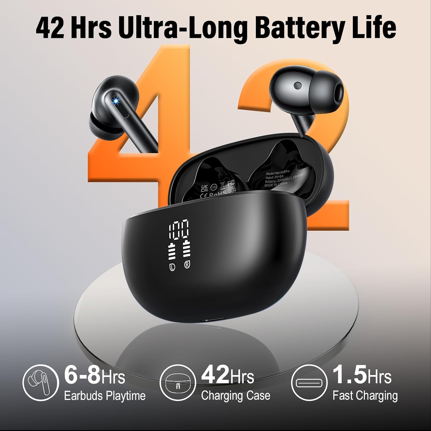 Thumbnail 5 de KI Kopfhörer Übersetzer (A68 Pro) – Bluetooth 5.4 Sprachübersetzer mit 164 Sprachen, ENC-Mikrofon