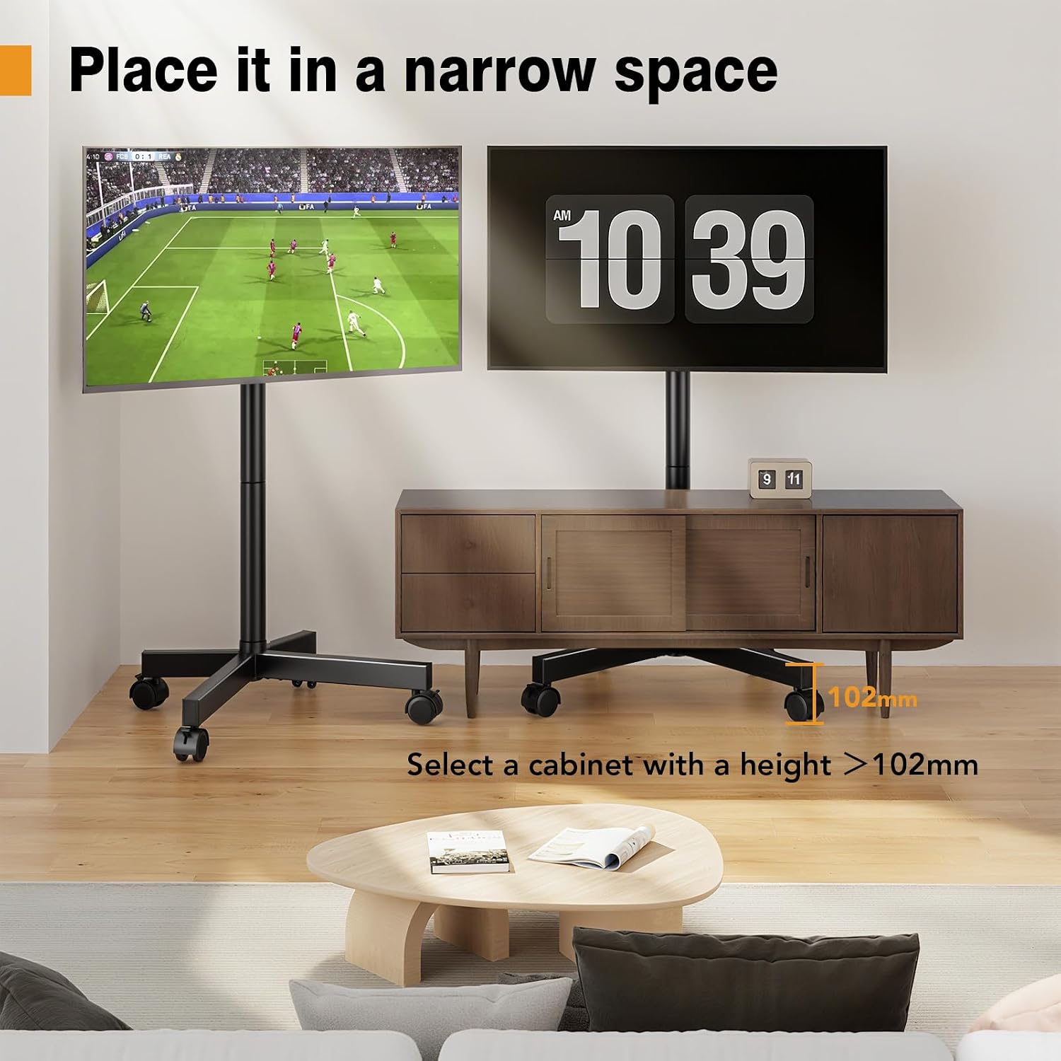 Thumbnail 6 de Hemudu Rolling TV Stand for 23-60 in TVs