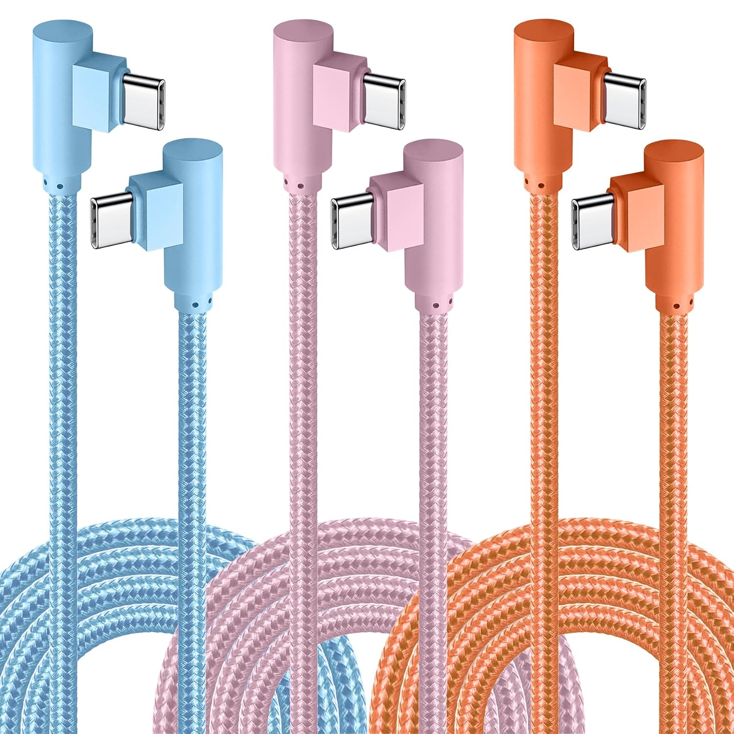 Detalle de APFEN APFEN-USBC10FT-60W-90D USB-C Cable, 10 ft, 90-Degree, 3-Pack