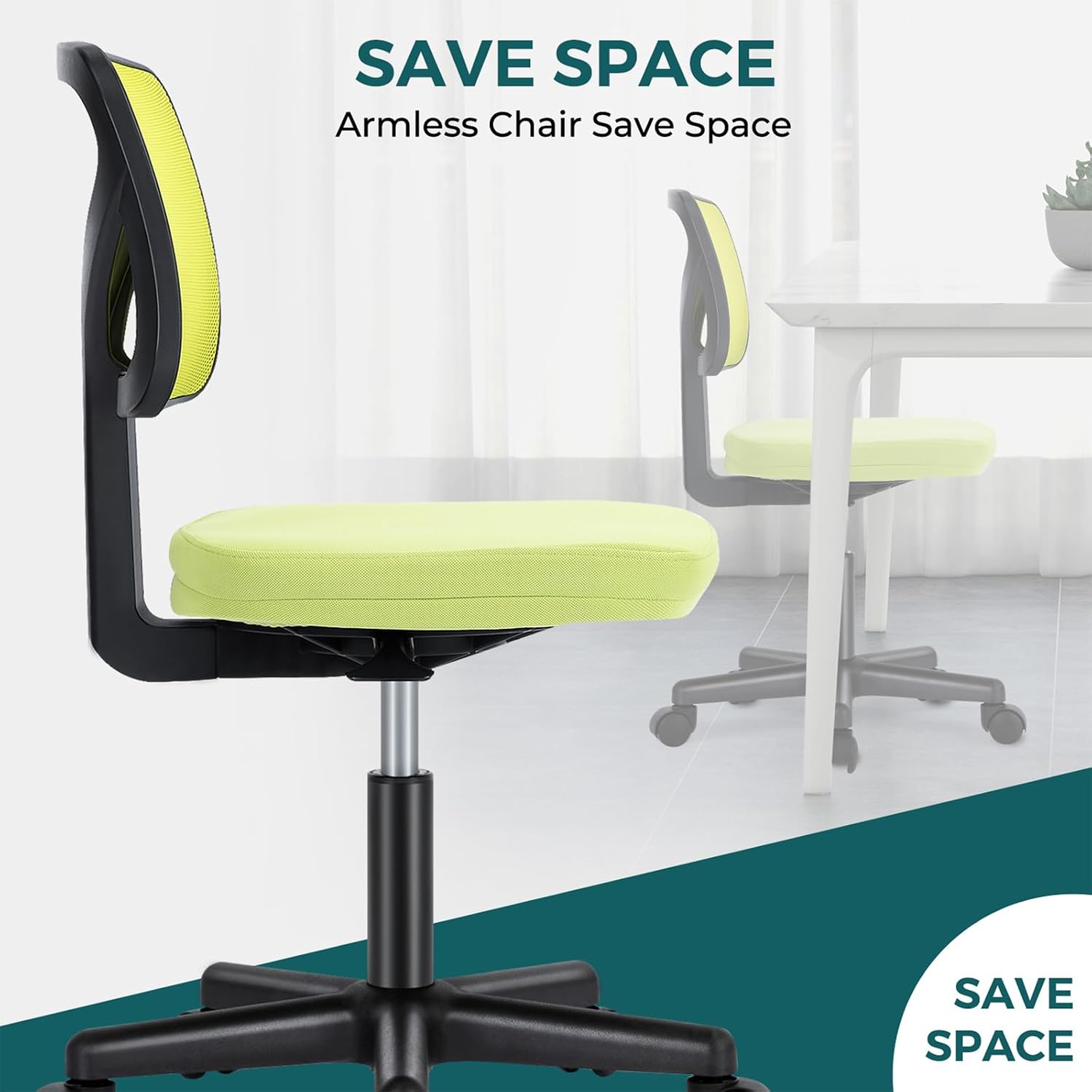 Detalle 2 de DUMOS Armless Desk Chair, Mesh Back