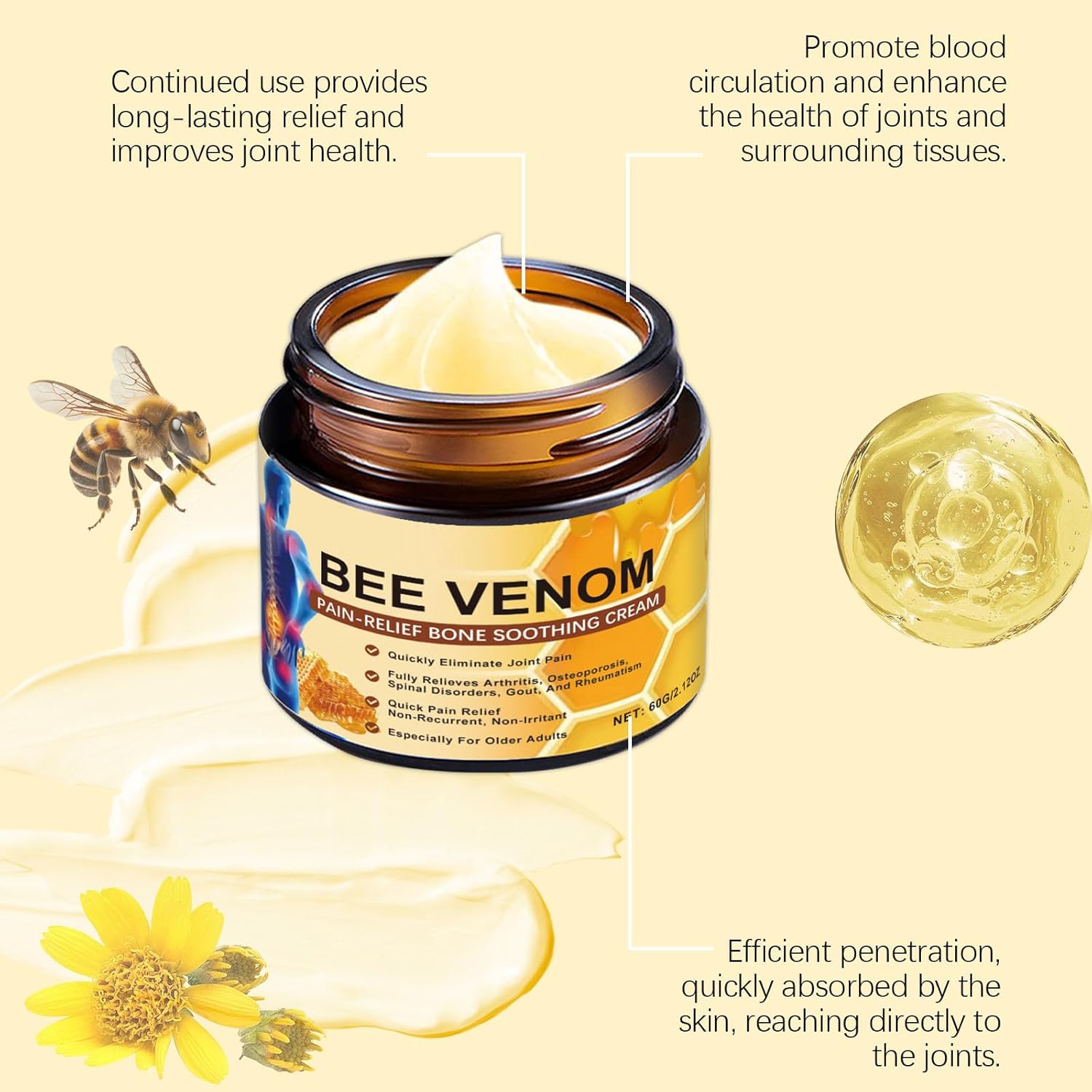Thumbnail 1 de 2 Stk*60G Bienengift Gelenkcreme – natürliche Linderung für Gelenke