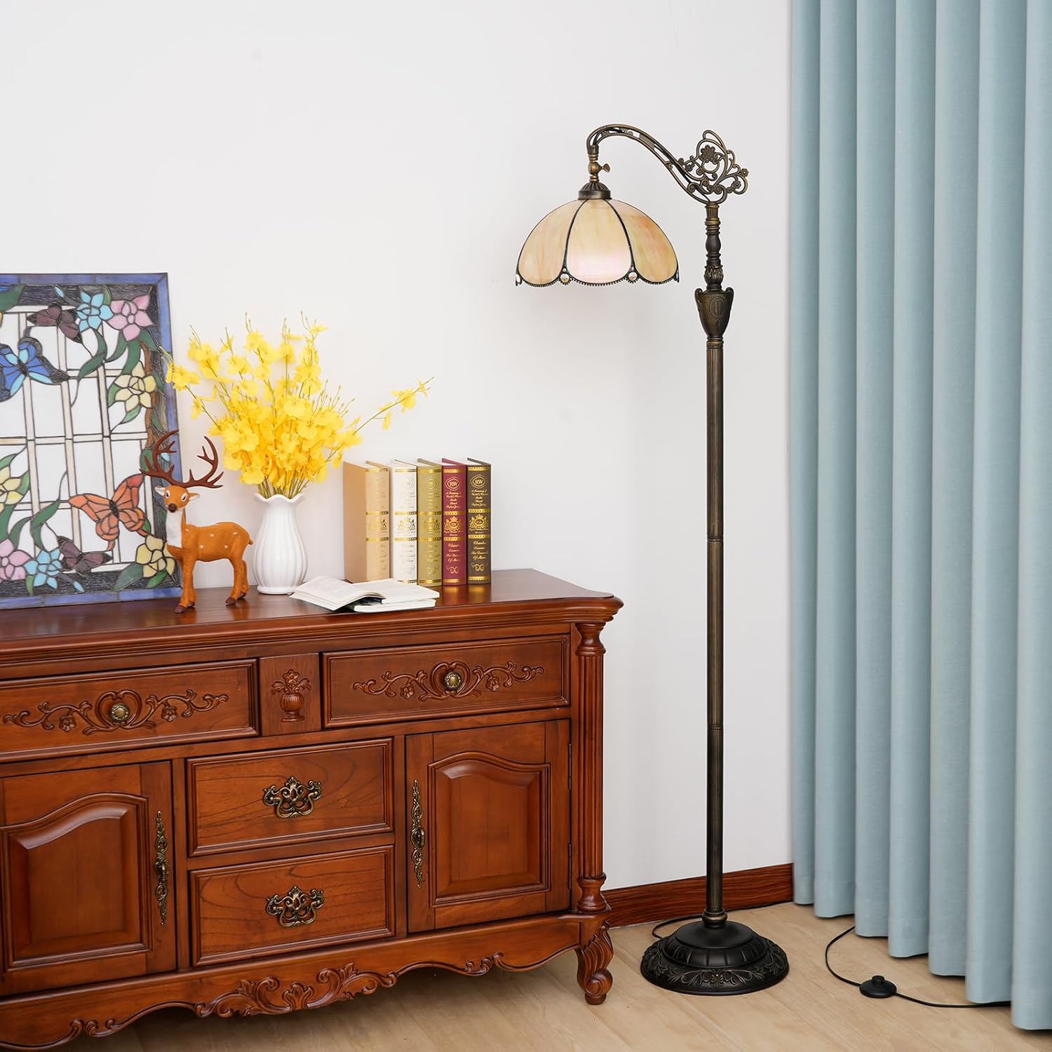 Thumbnail 2 de Blivuself Tiffany Floor Lamp with Angle Adjustable Stained Glass Lampshade