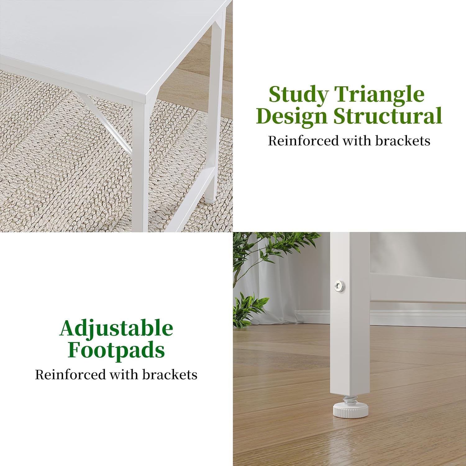 Thumbnail 5 de Grandder 120 cm Computer Desk – White, Simple Modern Home Office Desk with Adjustable Feet