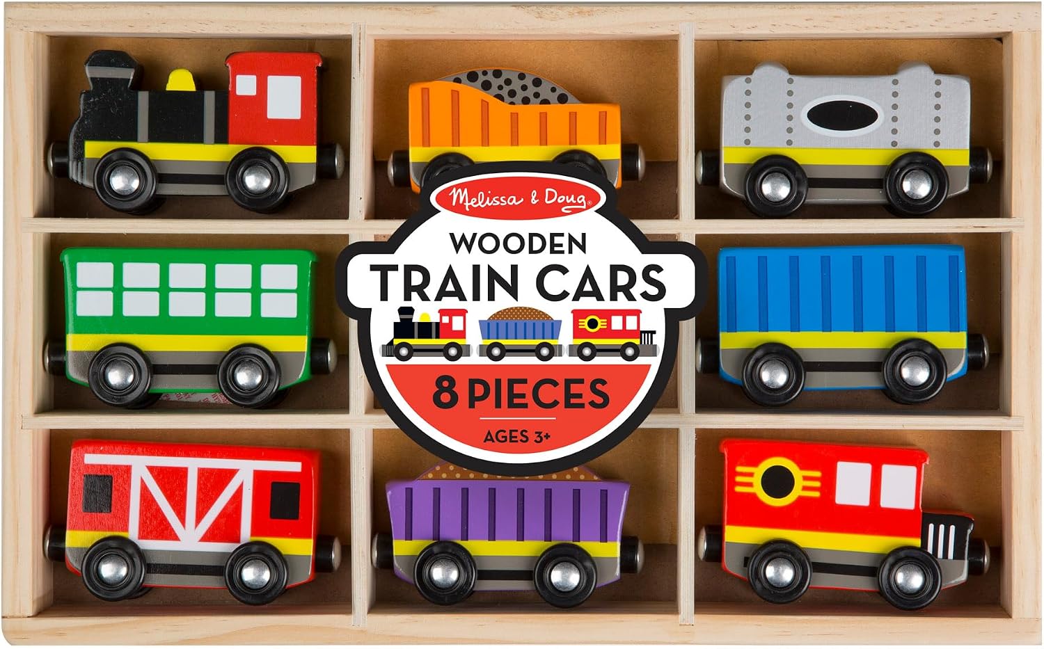 Detalle de Melissa & Doug Wooden Train Cars 8-piece