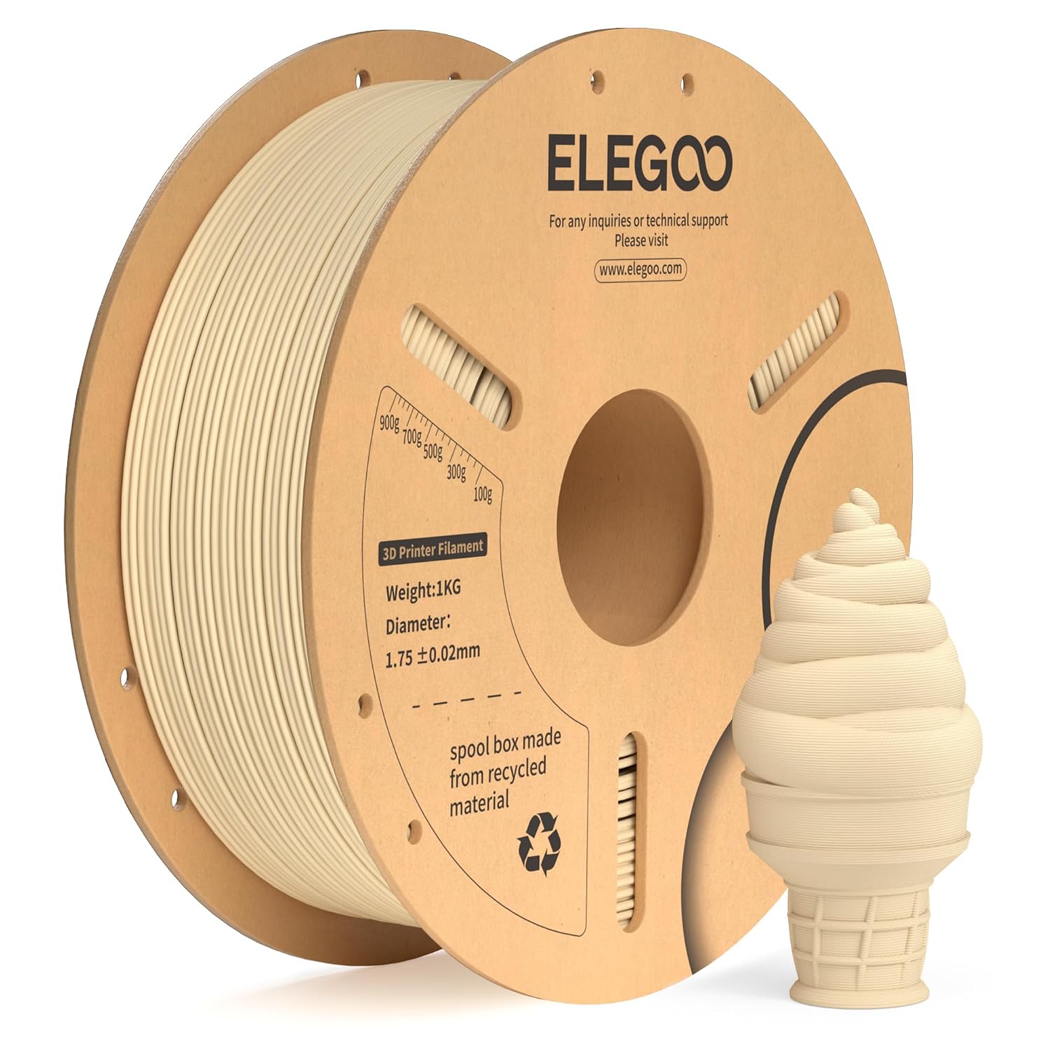 Detalle de ELEGOO PLA+ 1.75mm Beige 1kg filament