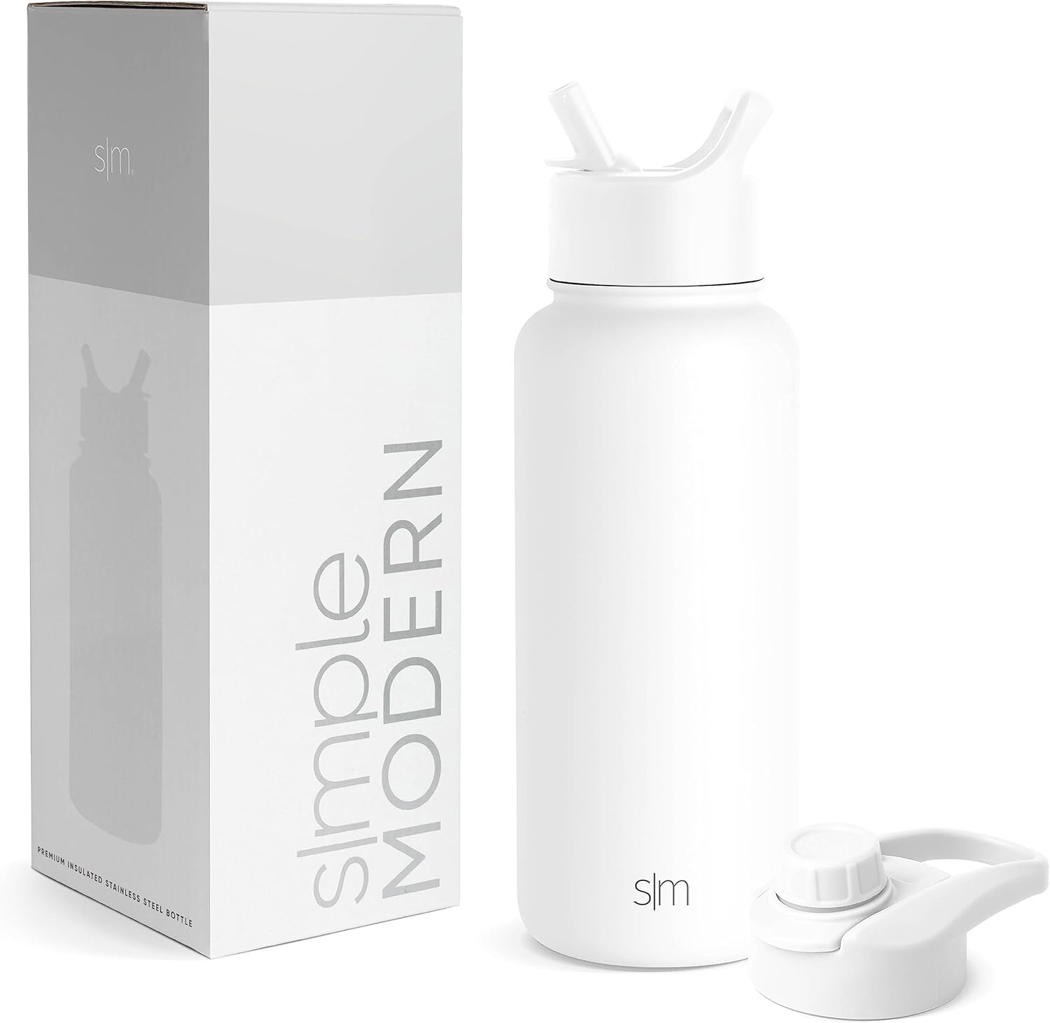 Detalle de Simple Modern Summit Borraccia Termica 950ml con Cannuccia e Tappo a Sorso – Winter White