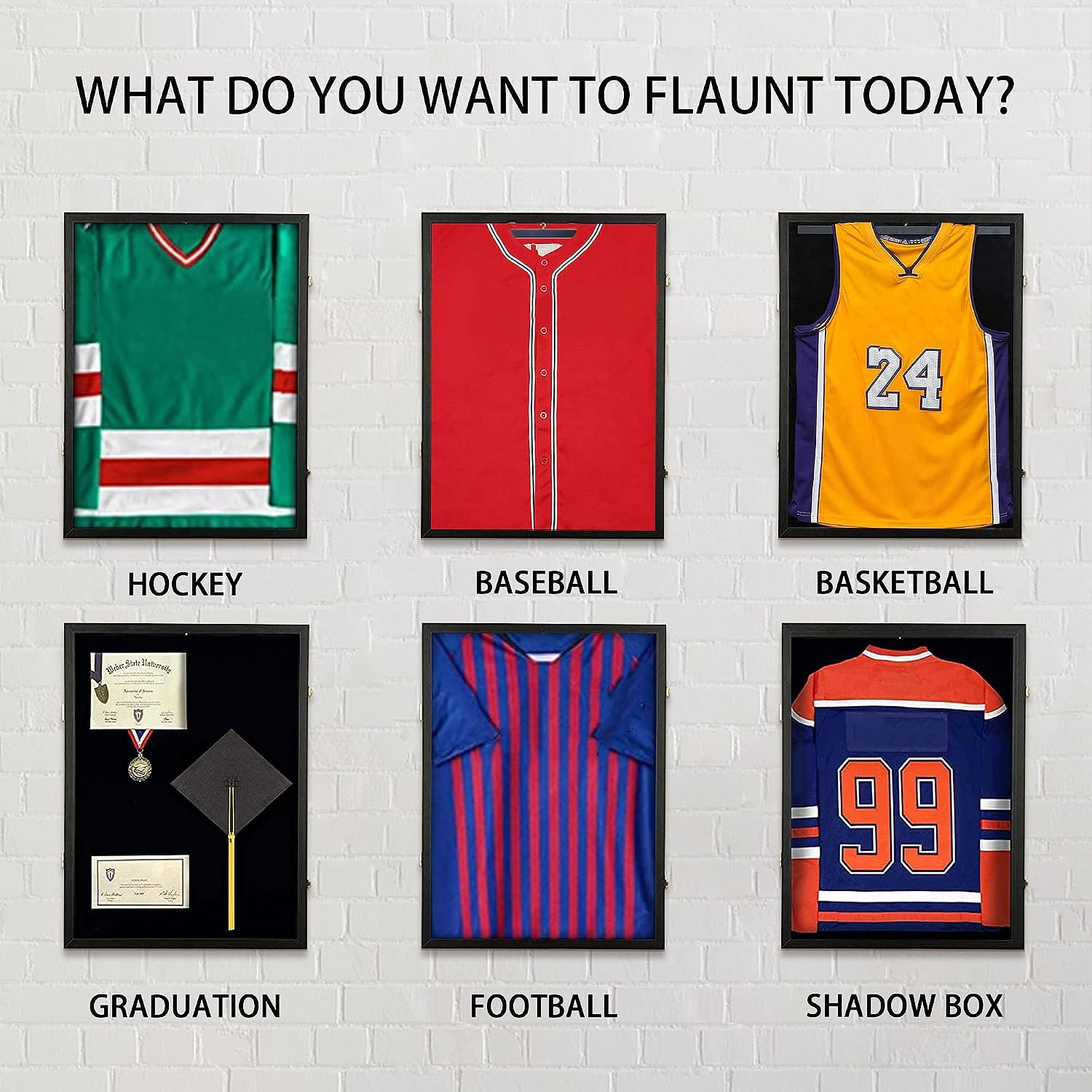 Thumbnail 6 de default Large Jersey Display Case, Black Wood Shadow Box with UV-Protective Acrylic