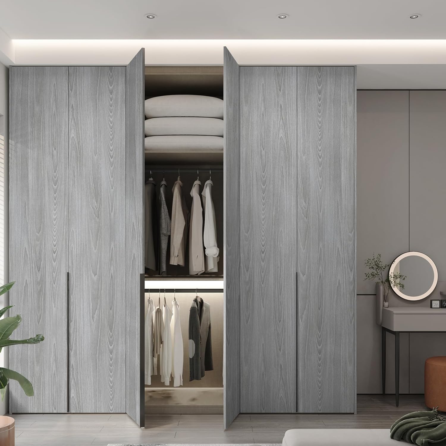 Thumbnail 6 de Honcet Vinyl Wrap Wood Effect 60x500cm – Self-Adhesive Grey Wood Grain Wallpaper for Furniture and Surfaces
