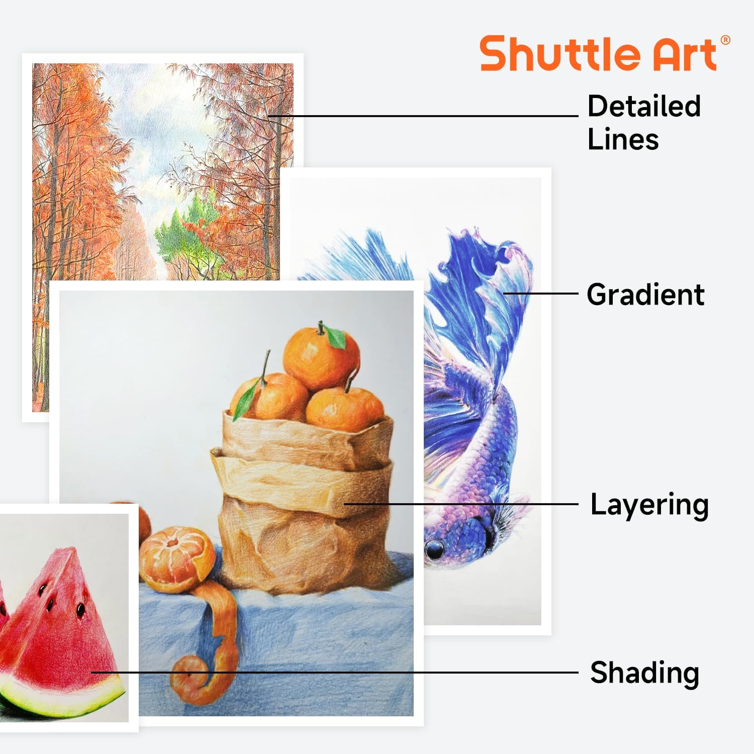 Thumbnail 6 de Shuttle Art 136 Colouring Pencils set (136-colour set) for adult colouring books, doodling and sketching