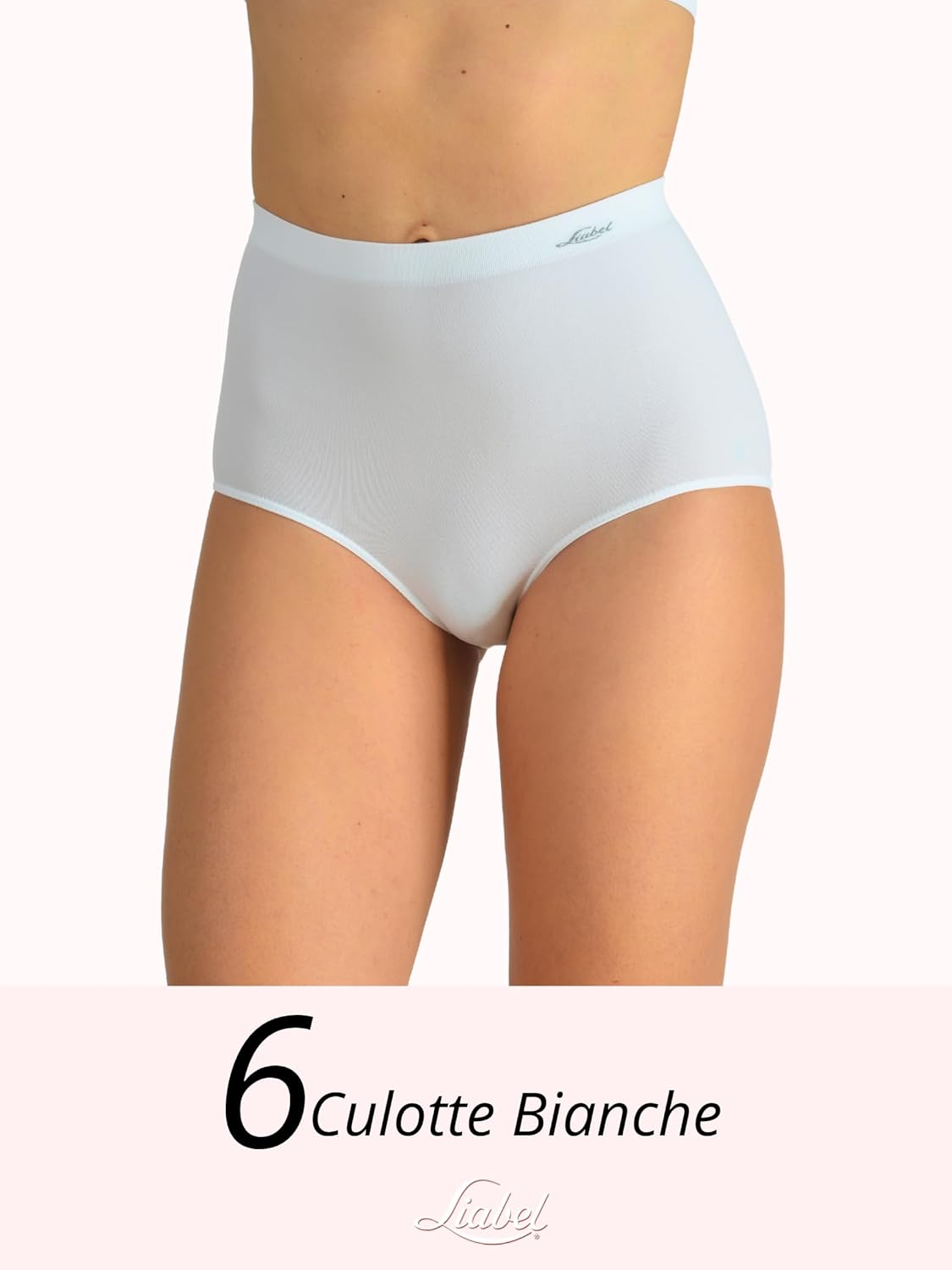 Detalle de Liabel – Lot de 6 culottes en microfibre douce sans couture pour femme, taille haute, effet ventre plat, fabriqué en Italie