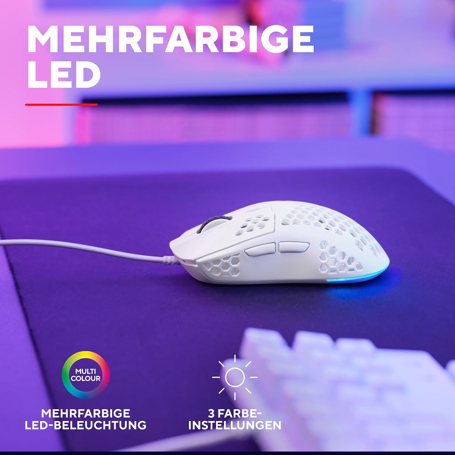 Detalle 2 de GXTrust Helox Gaming Maus USB – Ultraleichtes 65 g Gaming-Original mit DPI 200–6400, 6 Tasten, RGB-Beleuchtung