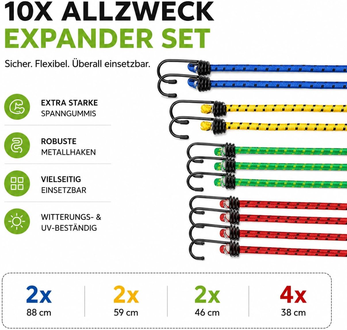 Thumbnail 6 de Baumarktic bm-002 expanderrep med krokar, 10-pack i olika längder
