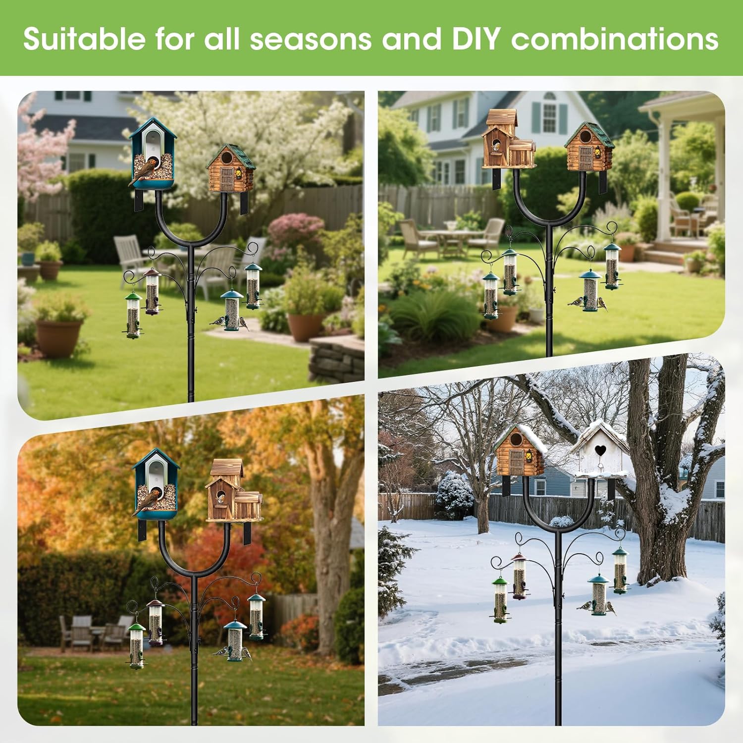 Thumbnail 6 de MQHUAYU Adjustable Bird Feeder Pole (47–108 inch) with 5-Prong Ground Stake and Squirrel Baffle