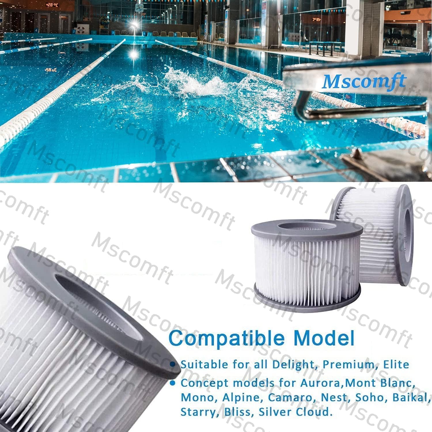 Detalle de Mscomft Ersatzfilter für MSPA Whirlpoal – 8er-Pack Ersatzfilterkartuschen