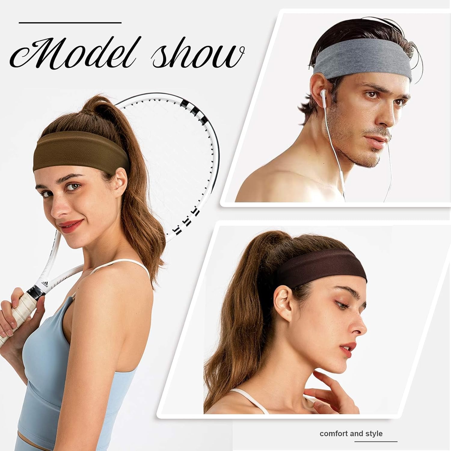 Thumbnail 4 de AWUMBUK Fascia Capelli Donna Uomo, 8 Pezzi Fasce Elastici Antiscivolo per Sport e Fitness