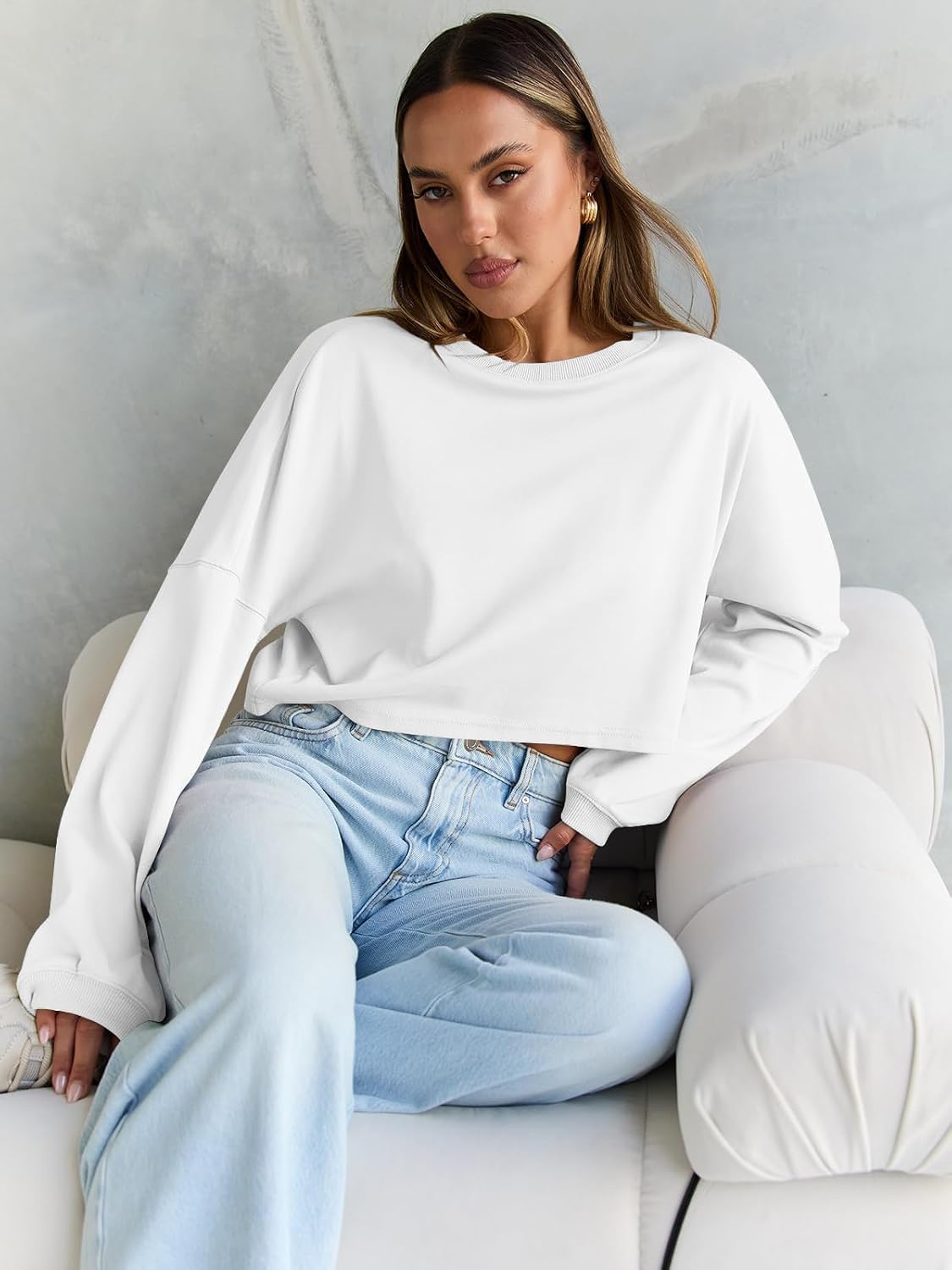 Thumbnail 4 de Trendy Queen Cropped Sweatshirt Oversized Crewneck