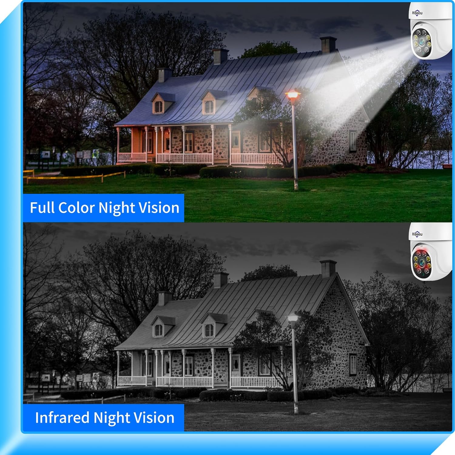 Detalle 2 de Hiseeu 5MP 360° PTZ WiFi Esterno: sorveglianza avanzata con visione notturna a colori e rilevamento umano