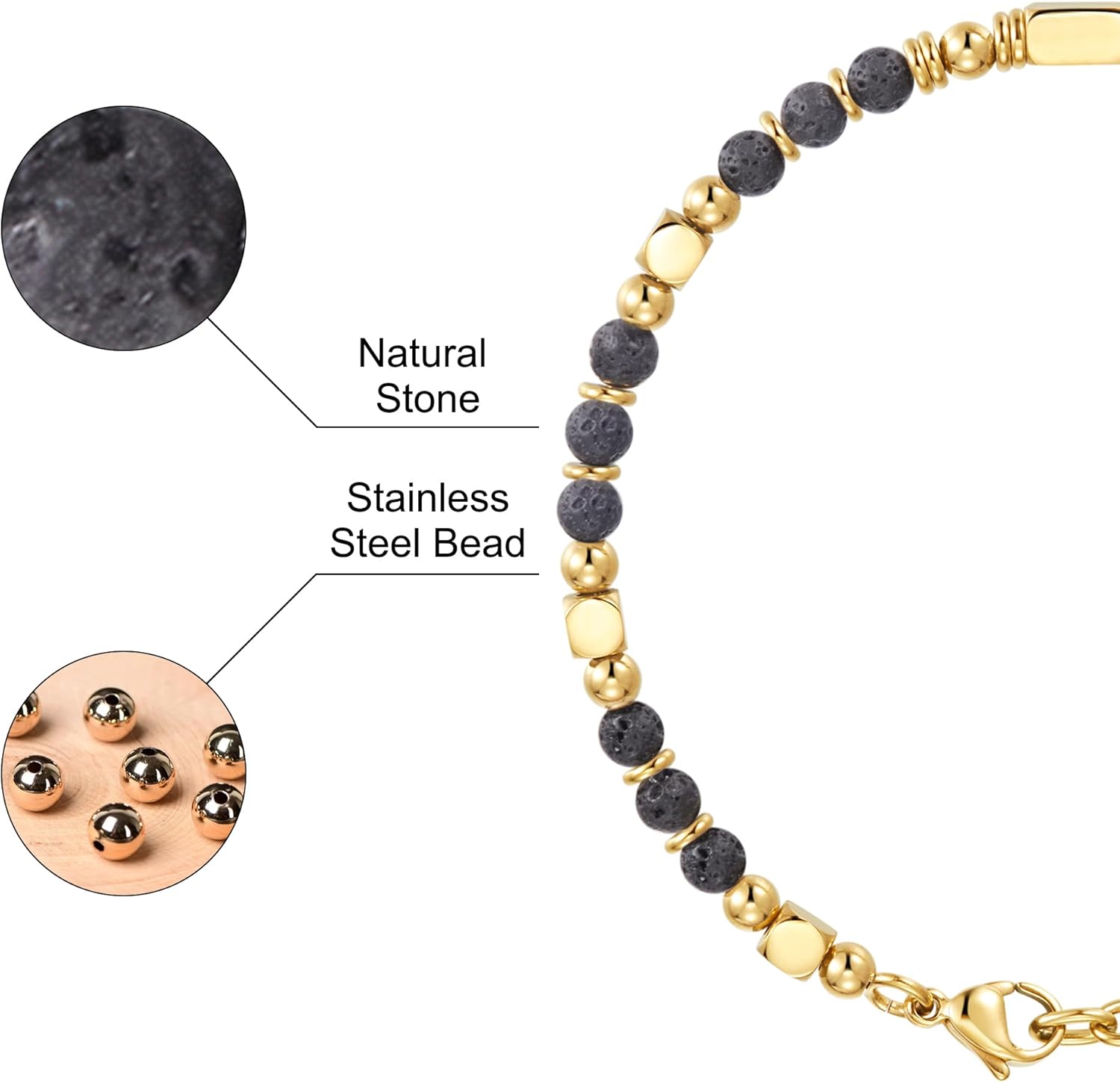 Thumbnail 4 de SIUMAL Boho Armband Damen – Natürliches Steinarmband mit Edelstahlperlen