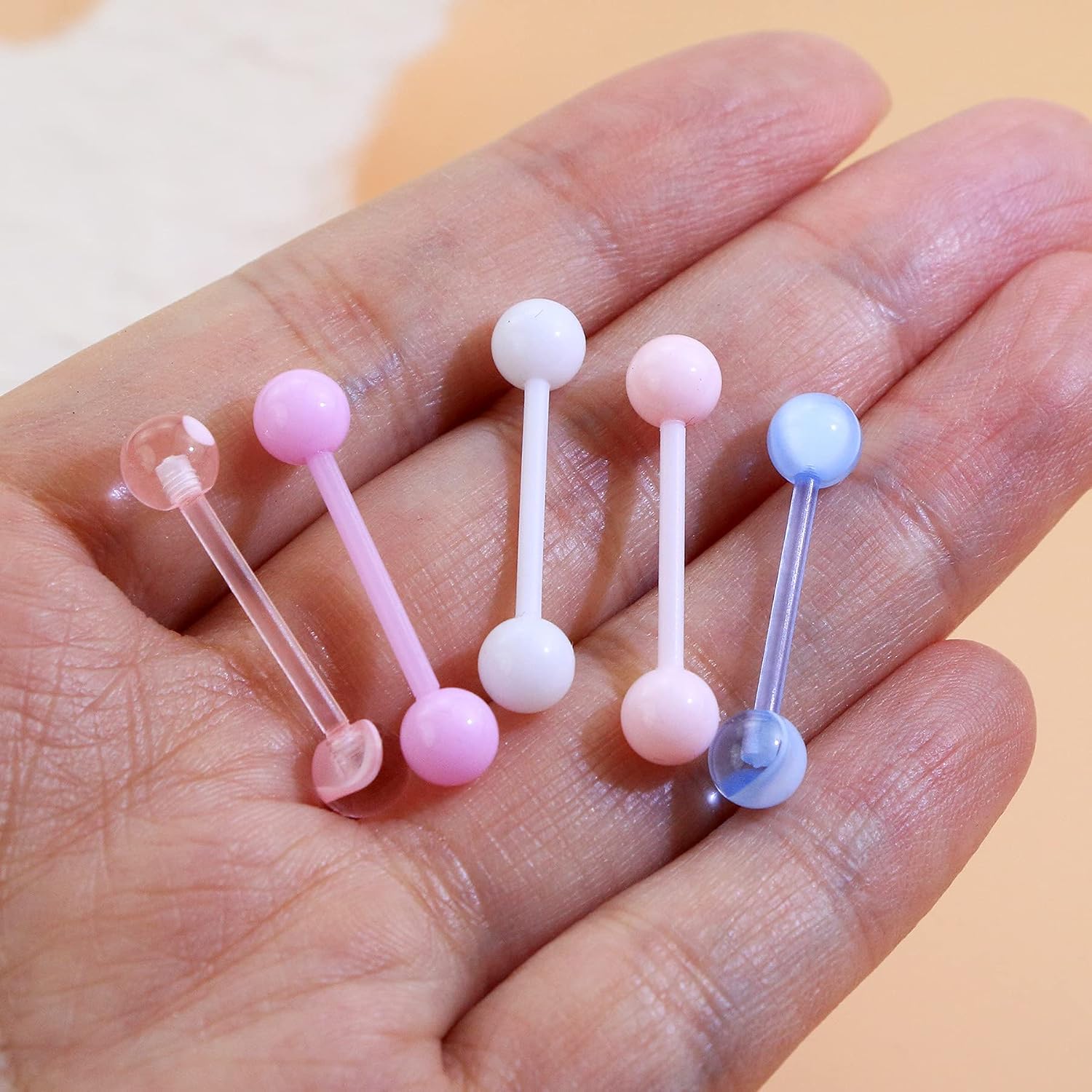 Detalle 2 de OUFER 5PCS Tongue Barbells 14G Acrylique