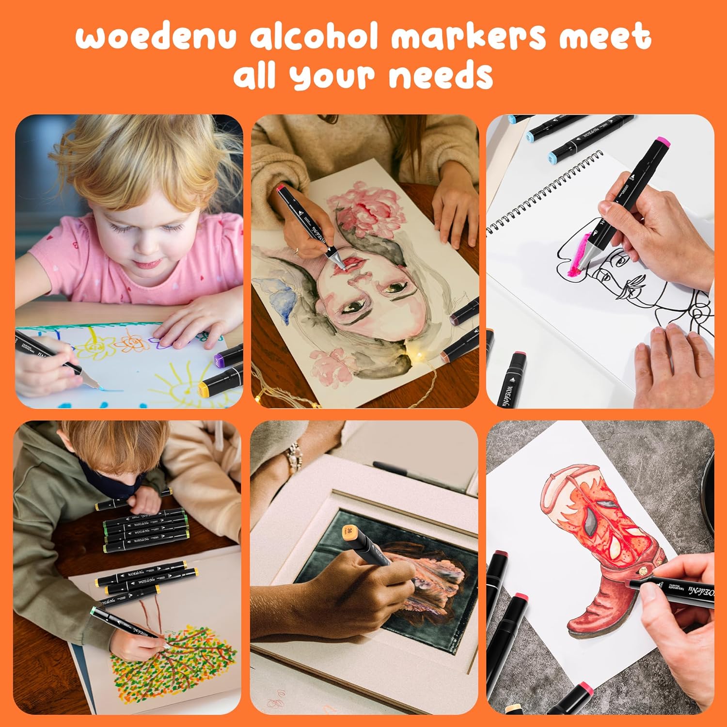 Thumbnail 6 de WOEDENU 168 Coloured Marker Set with Dual Tips, Carry Case & Storage Base