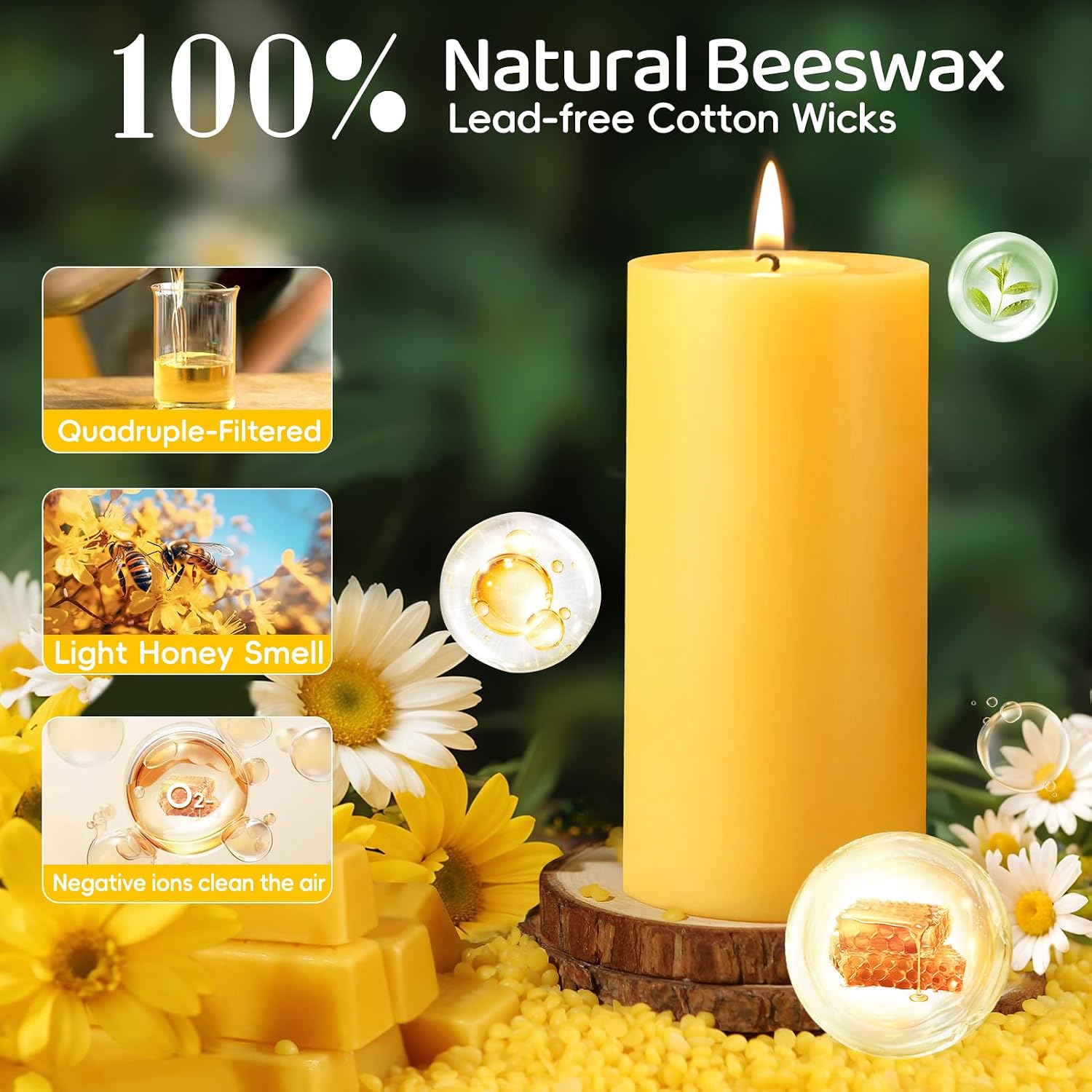 Detalle de Beeswax Pillar Candles 2.8 x 4 Inch