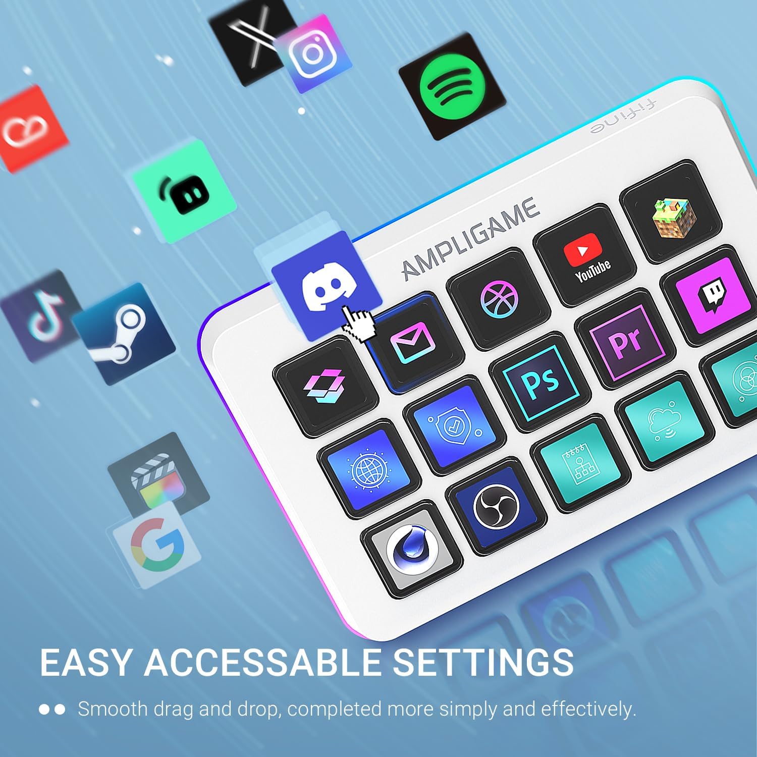 Thumbnail 6 de FIFINE D6W Streaming Macro Controller, 15 LCD Keys, Custom RGB, White
