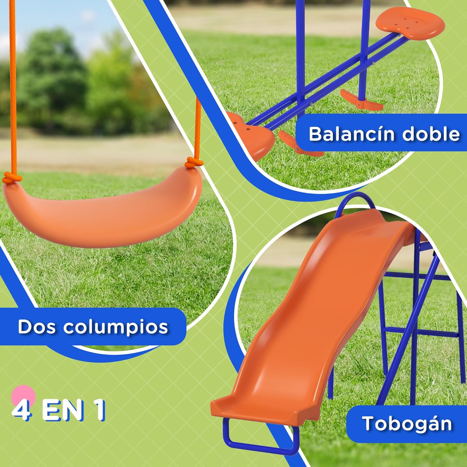 Thumbnail 4 de Outsunny Columpio Infantil 4 en 1 367 cm