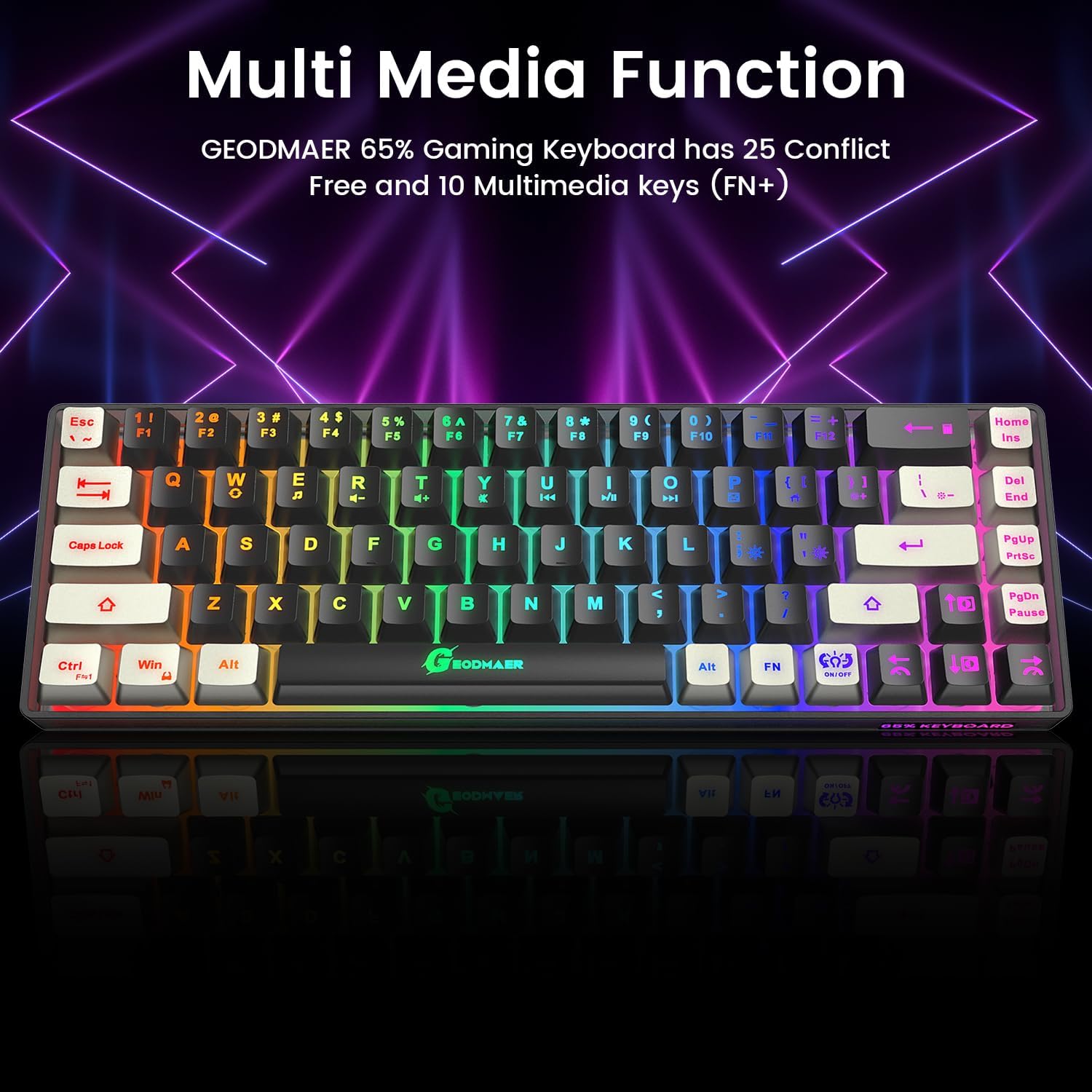 Thumbnail 4 de GEODMAER 65% Gaming Keyboard and Mouse Combo — Compact 65% Layout, RGB Backlit, 7200 DPI Wired Set