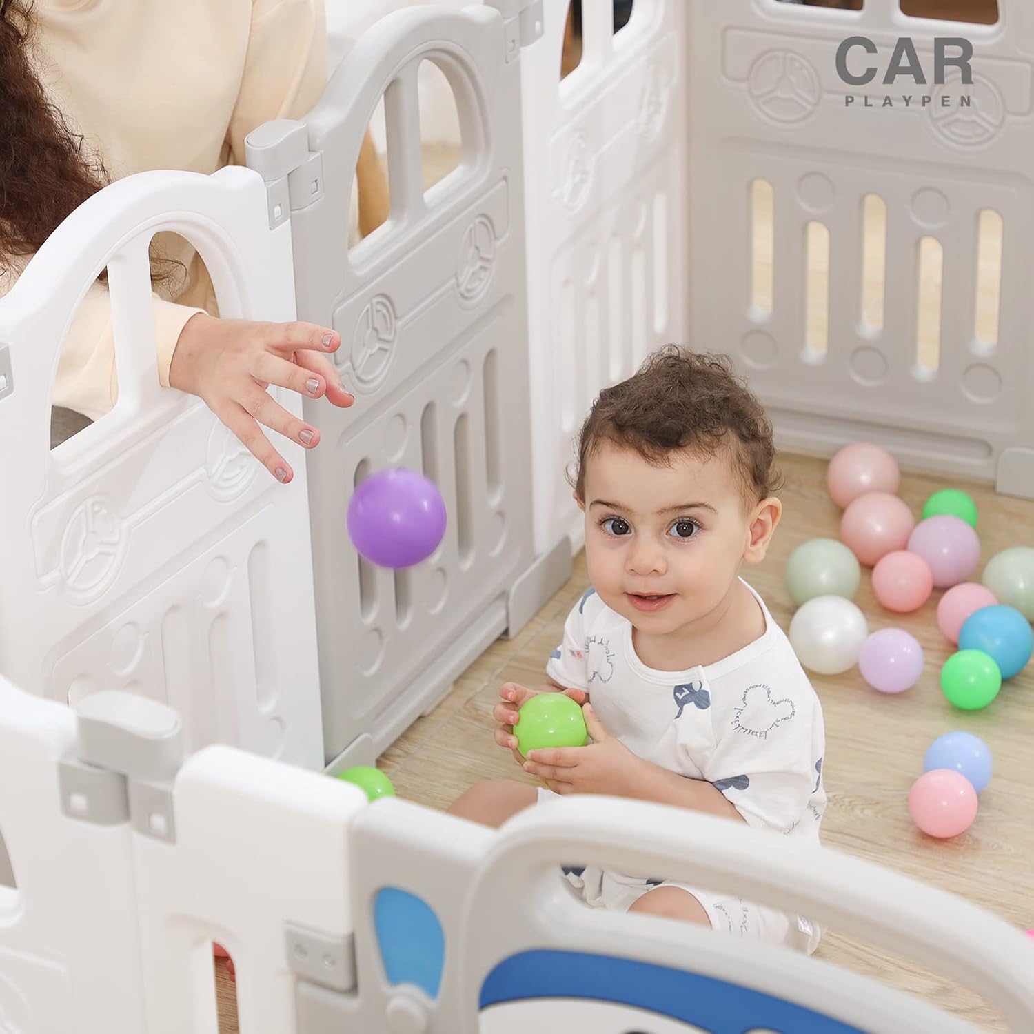 Detalle de UBRAVOO Erweiterungsplatten EDP0001 für Baby-Laufstall (4 Platten, Grau+Weiß) – Kunststoff-Elemente zum Vergrößern