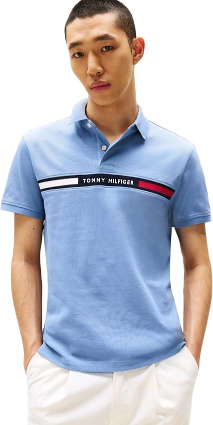 Detalle de Tommy Hilfiger Polo Chest Insert XL azul 96% algodón