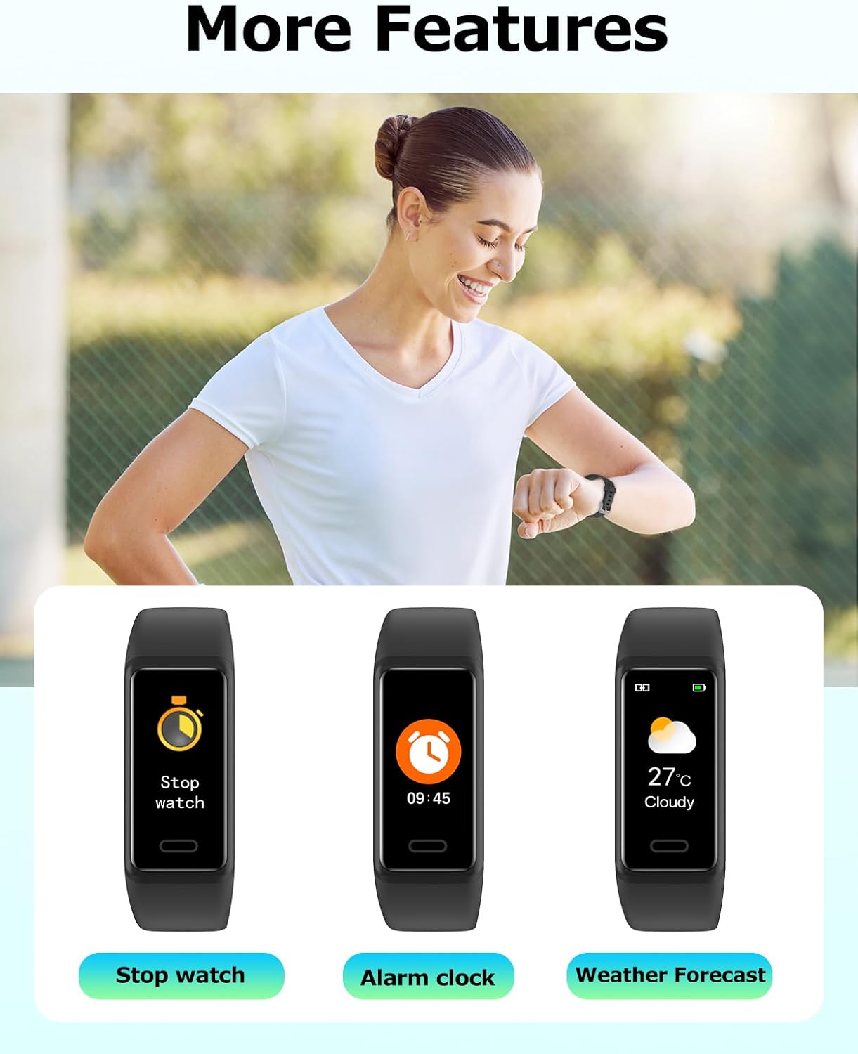 Thumbnail 6 de Cloudpoem fitness watch with heart rate, sleep monitor, step & calorie tracking (IP68) with call/message notifications