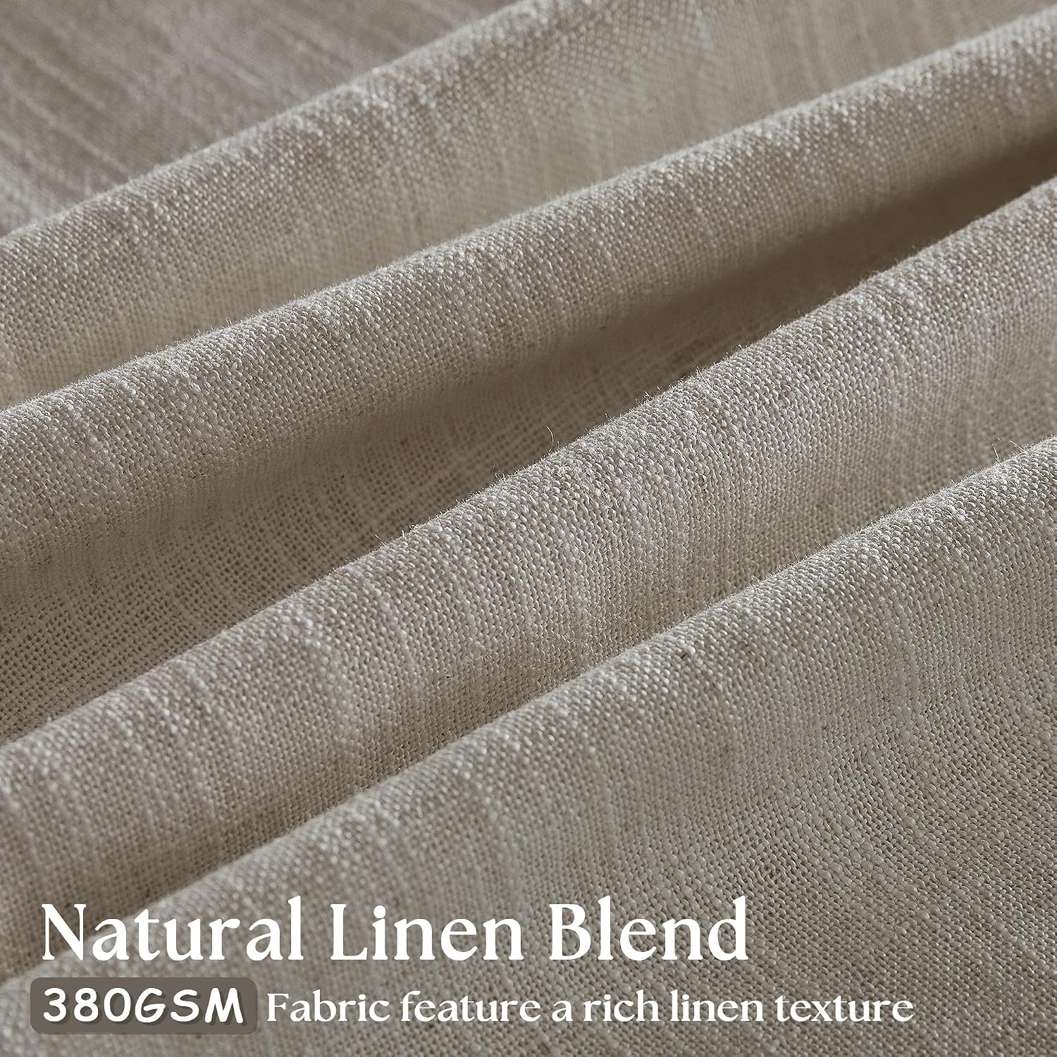Detalle de Flax Burlap 90 Inch Pinch Pleated Linen Curtains