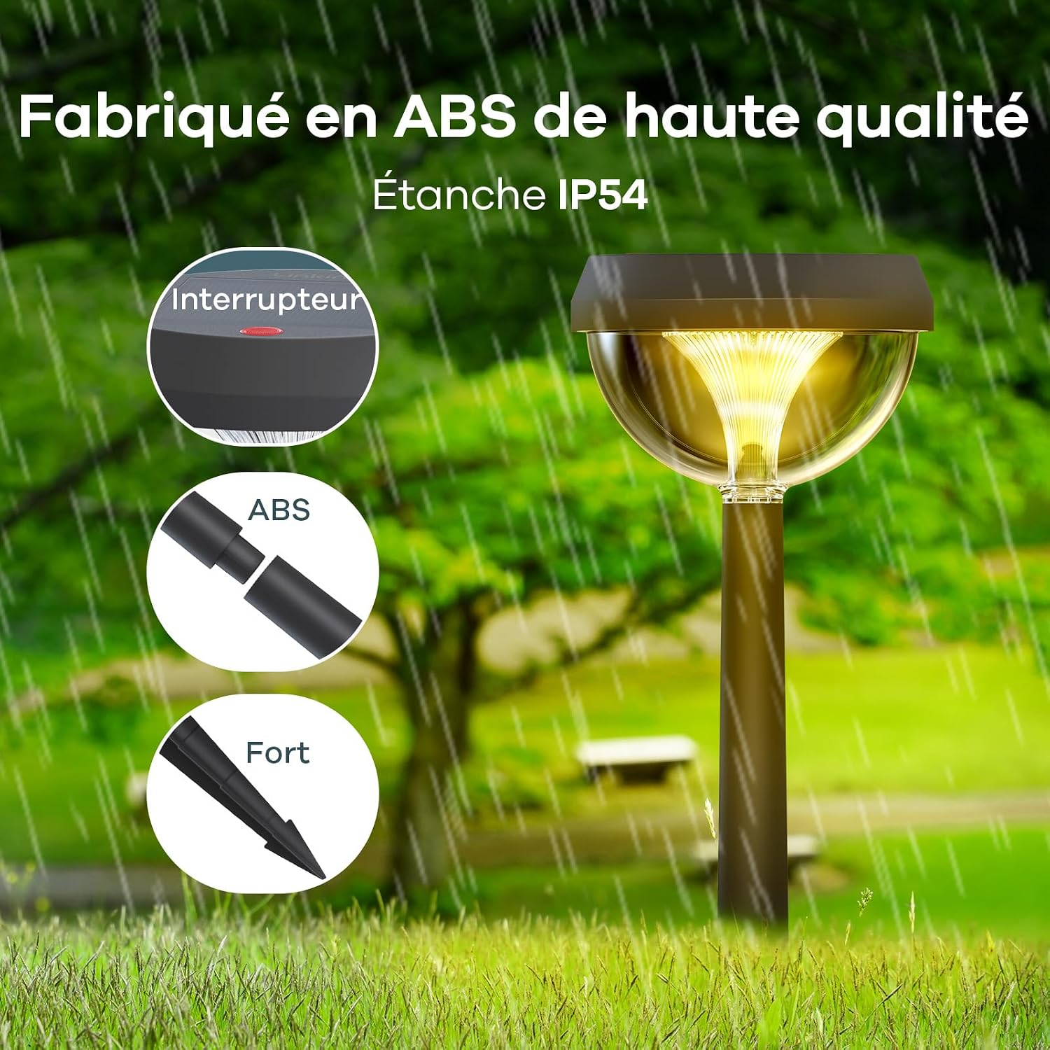 Detalle de Linkind Lampes solaires de jardin IP54 (3 modes, 4 pcs) blanc chaud 3000K