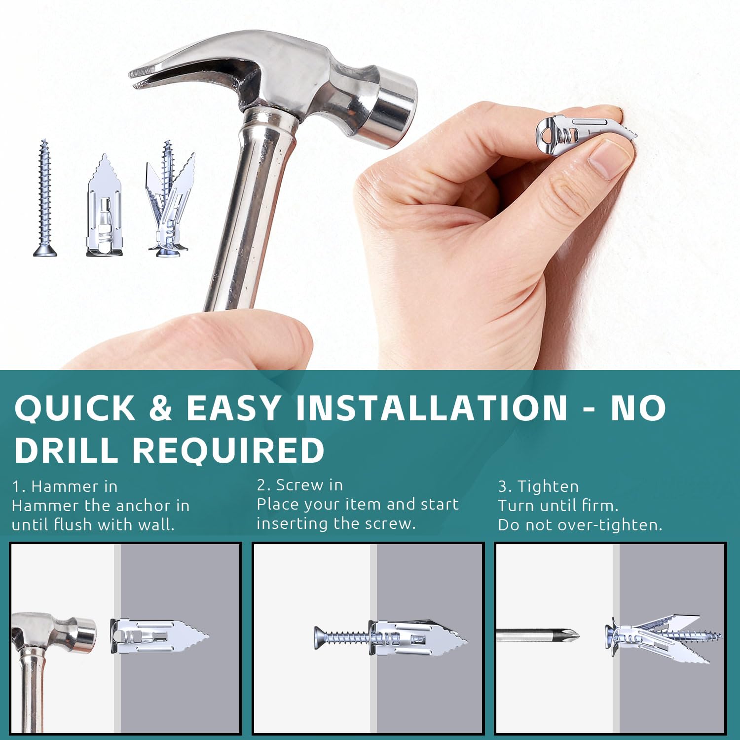 Thumbnail 2 de BYSMAH Plasterboard Fixings 160Pcs: Self-Drilling Anchors and Screws for Heavy-Duty Drywall