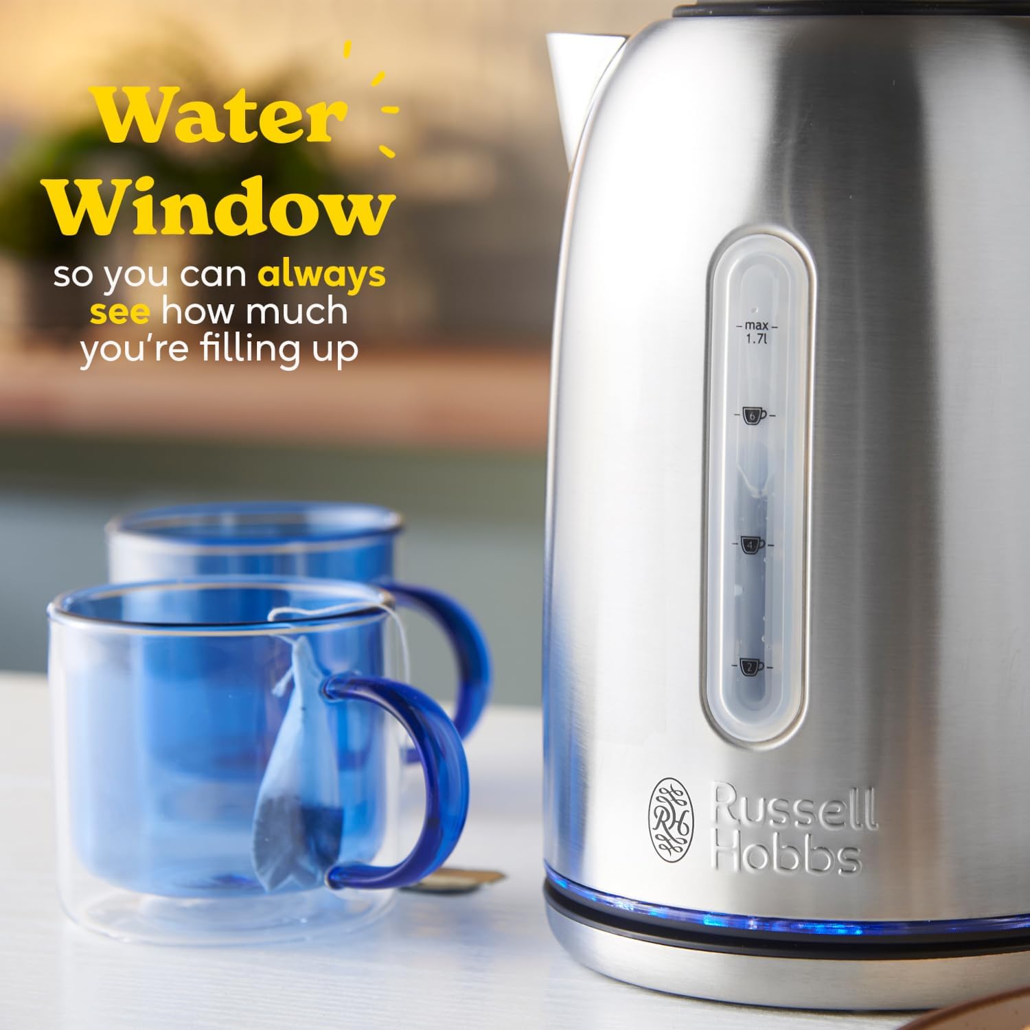 Thumbnail 4 de Russell Hobbs Brushed Stainless Steel Electric Kettle 1.7L (20460) — Quiet, Fast Boil and Easy Maintenance