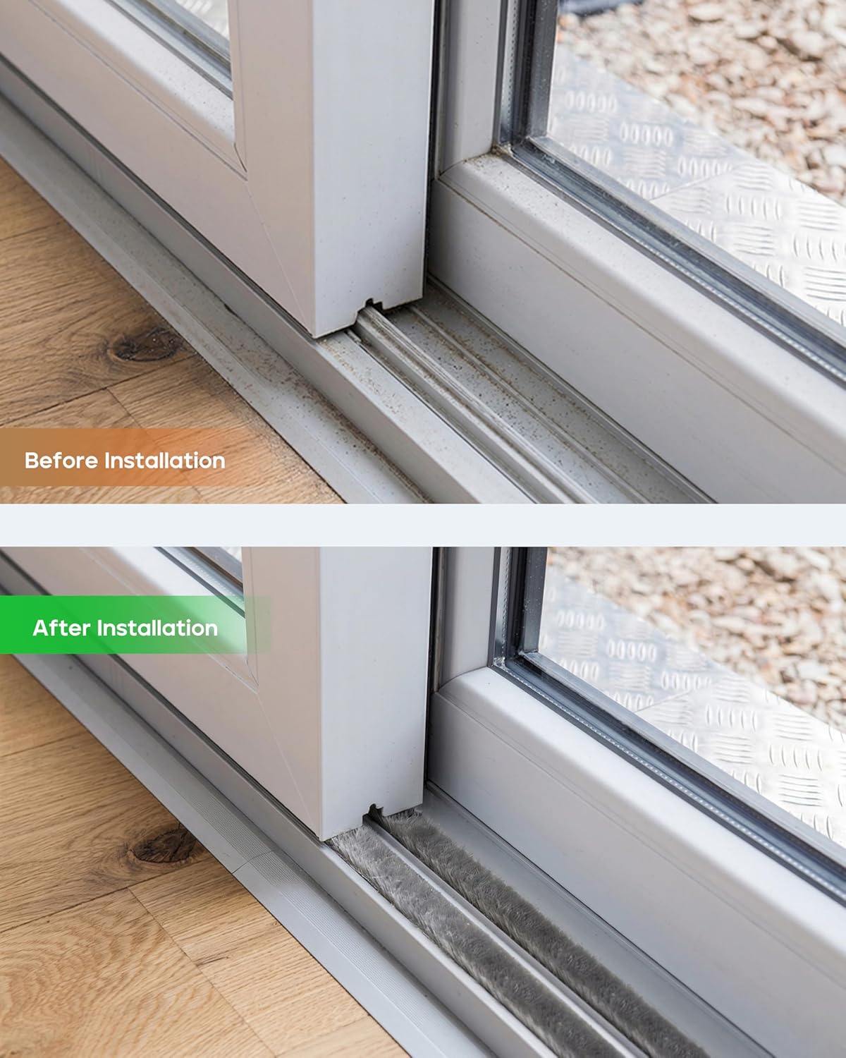 Detalle de HNNHOME Draft Excluder for Doors: Self-Adhesive 5M Brush Seal Strip