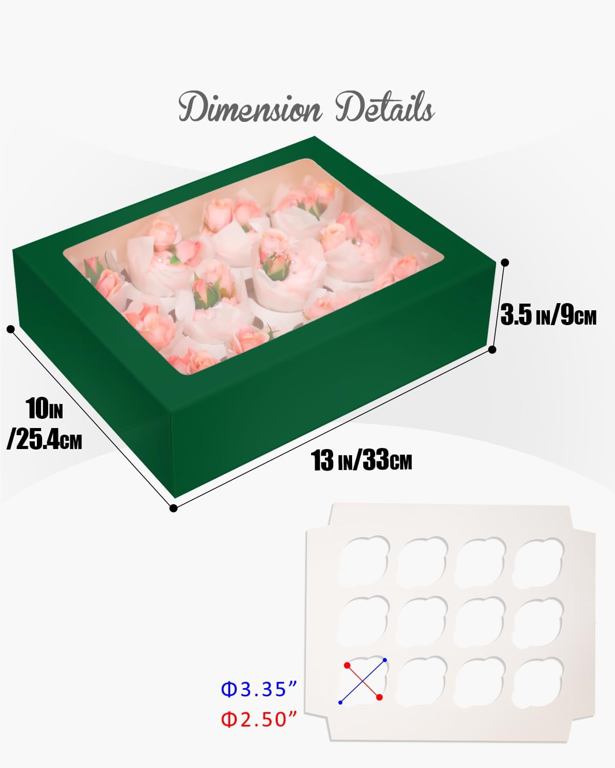 Detalle de Gcardist Cupcake-Boxen 12er Set 33x25,4x9cm