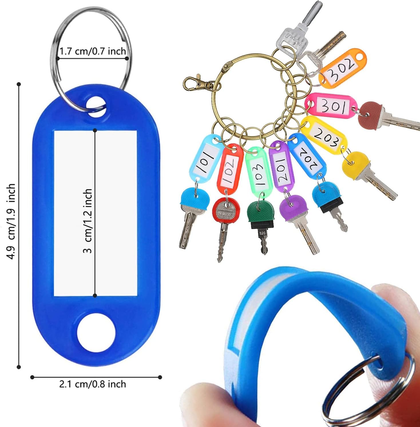 Thumbnail 1 de Key Tags with Labels 100PCS Key Fobs with Labels, Key Rings & Multi Coloured Tags