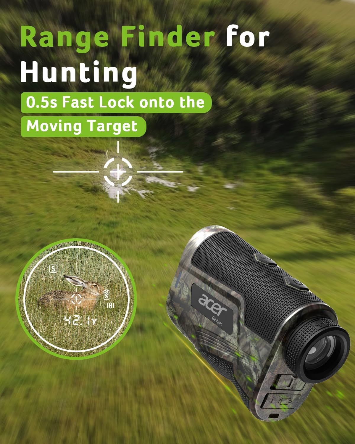 Detalle de Acer 1000Y Hunting Laser Rangefinder, 6X Magnification, IP54, USB-C Rechargeable