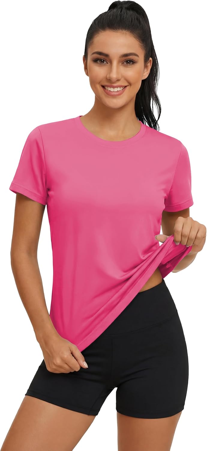 Detalle 2 de Maglietta leggera estiva da donna MAGCOMSEN con protezione UV UPF 50+ per fitness, jogging e escursioni